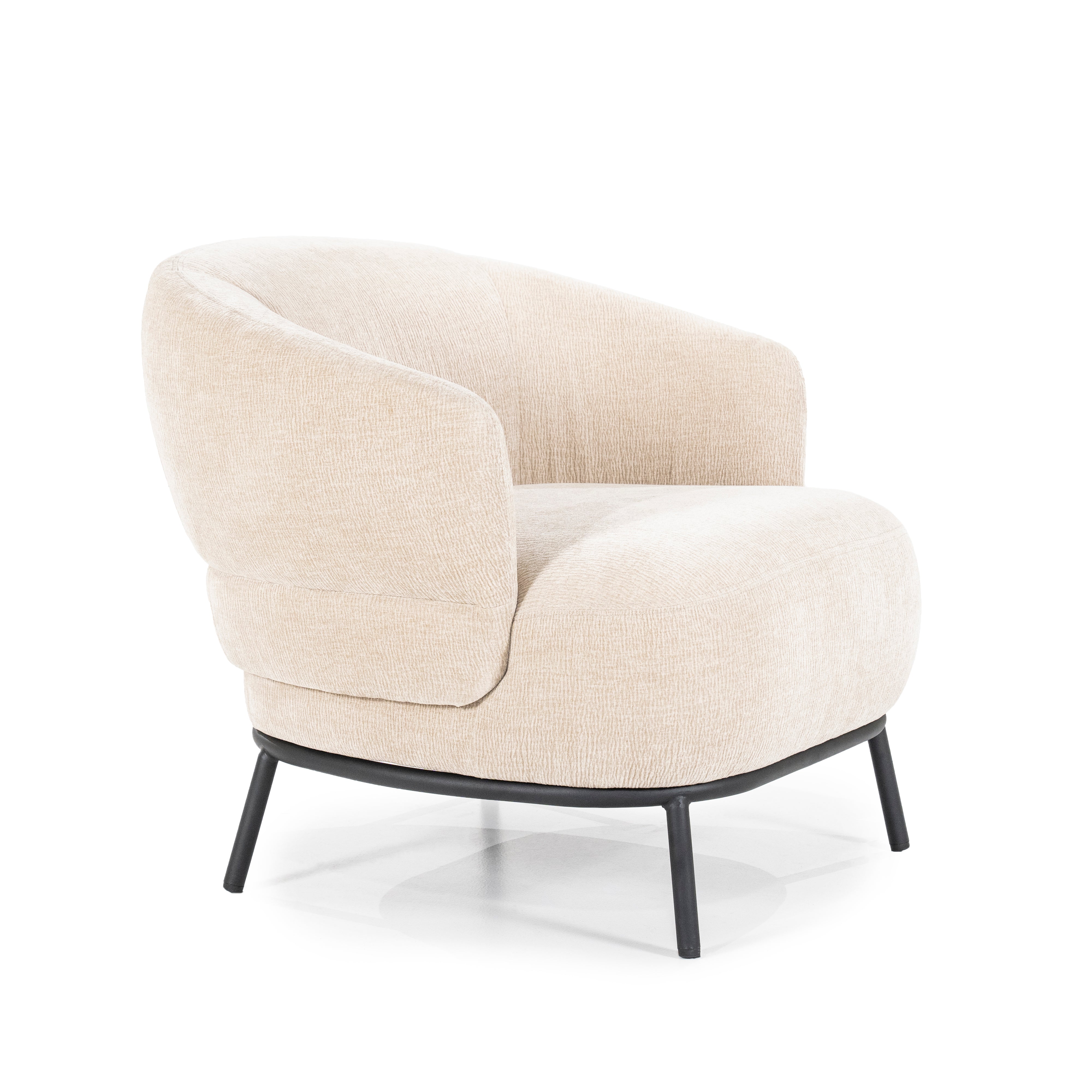 DAVID beige armchair with black base
