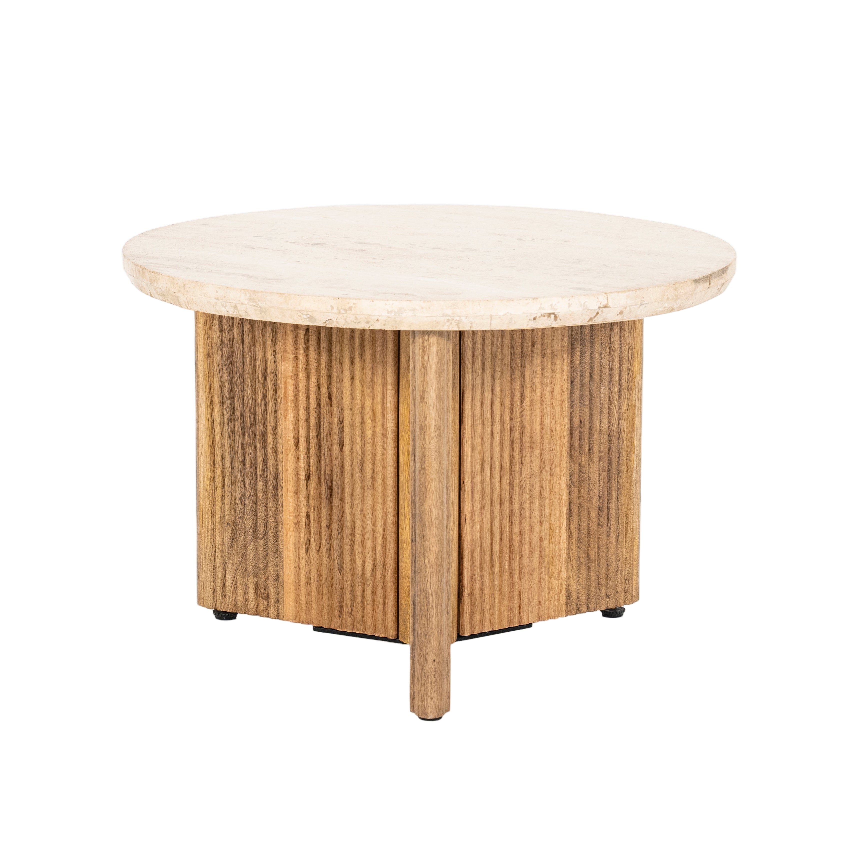 SARA Side Table Mango Wood with Travertine Top