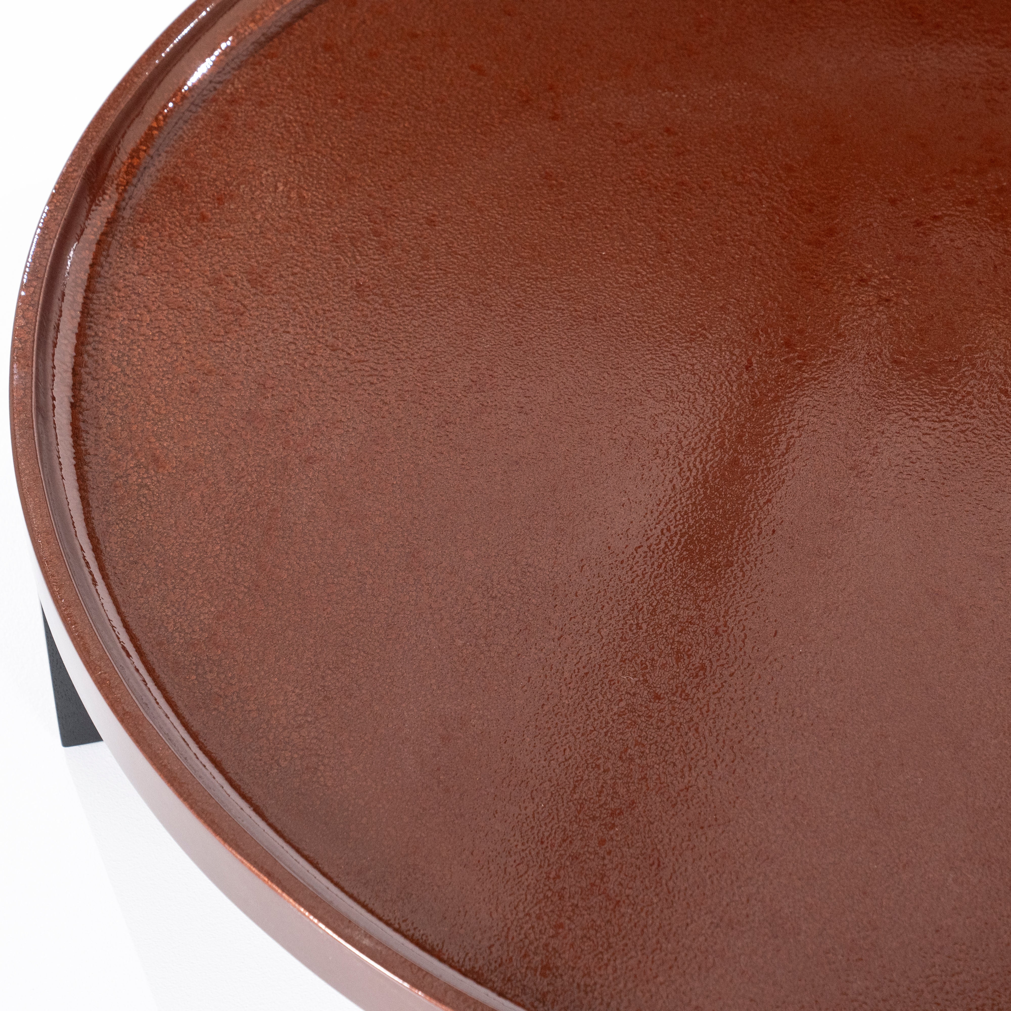 MAYSON burgundy coffee table with wooden base