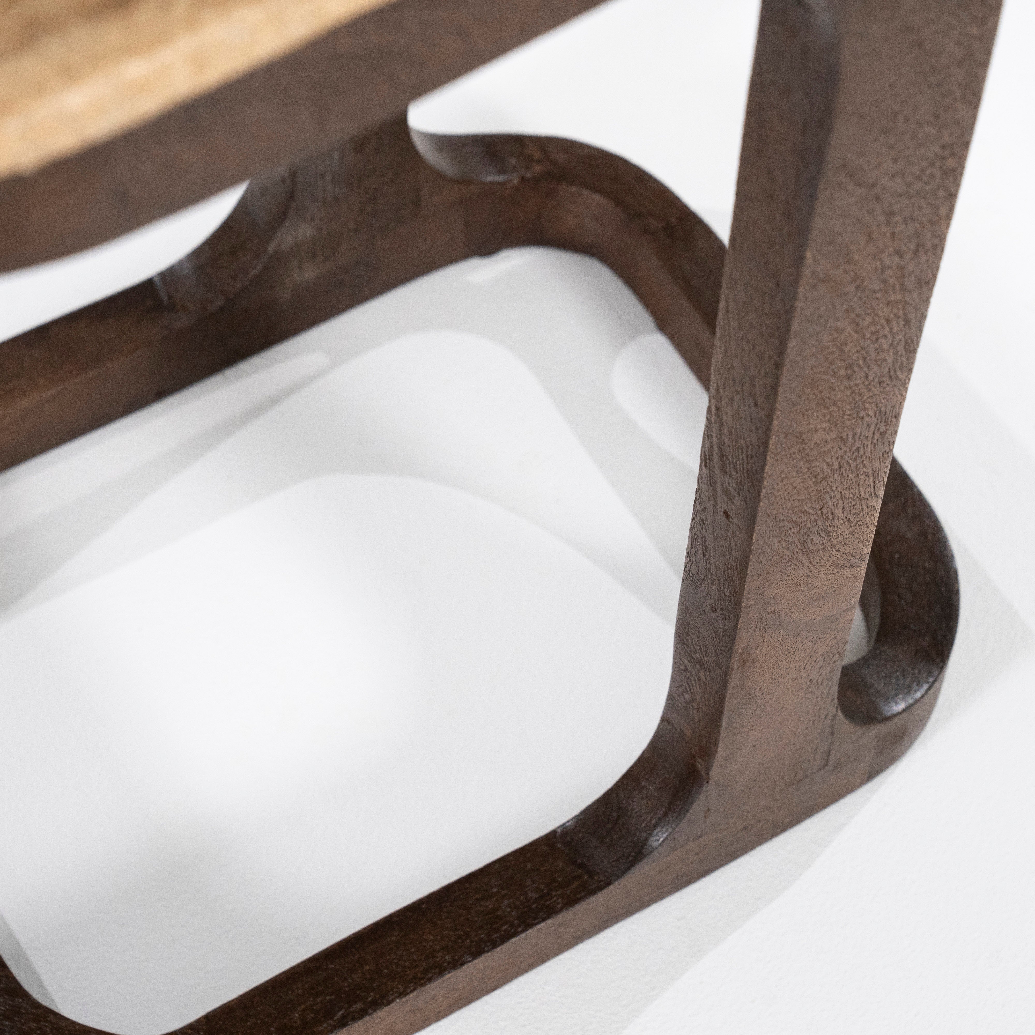 TYLER side table made of mango wood with a travertine top