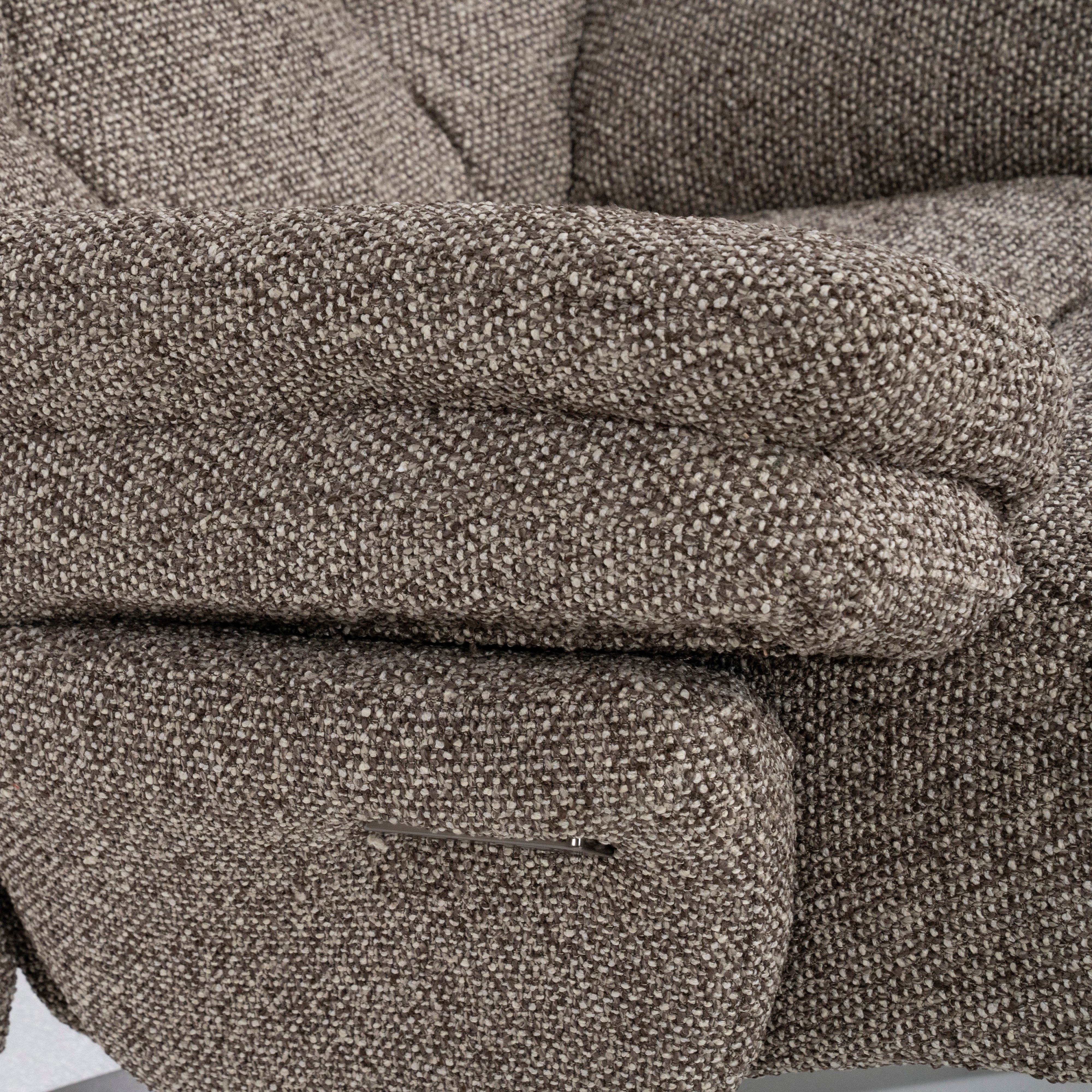 Sessel mit Fußstütze CALEB dunkelbeige mit schwarzem Gestell