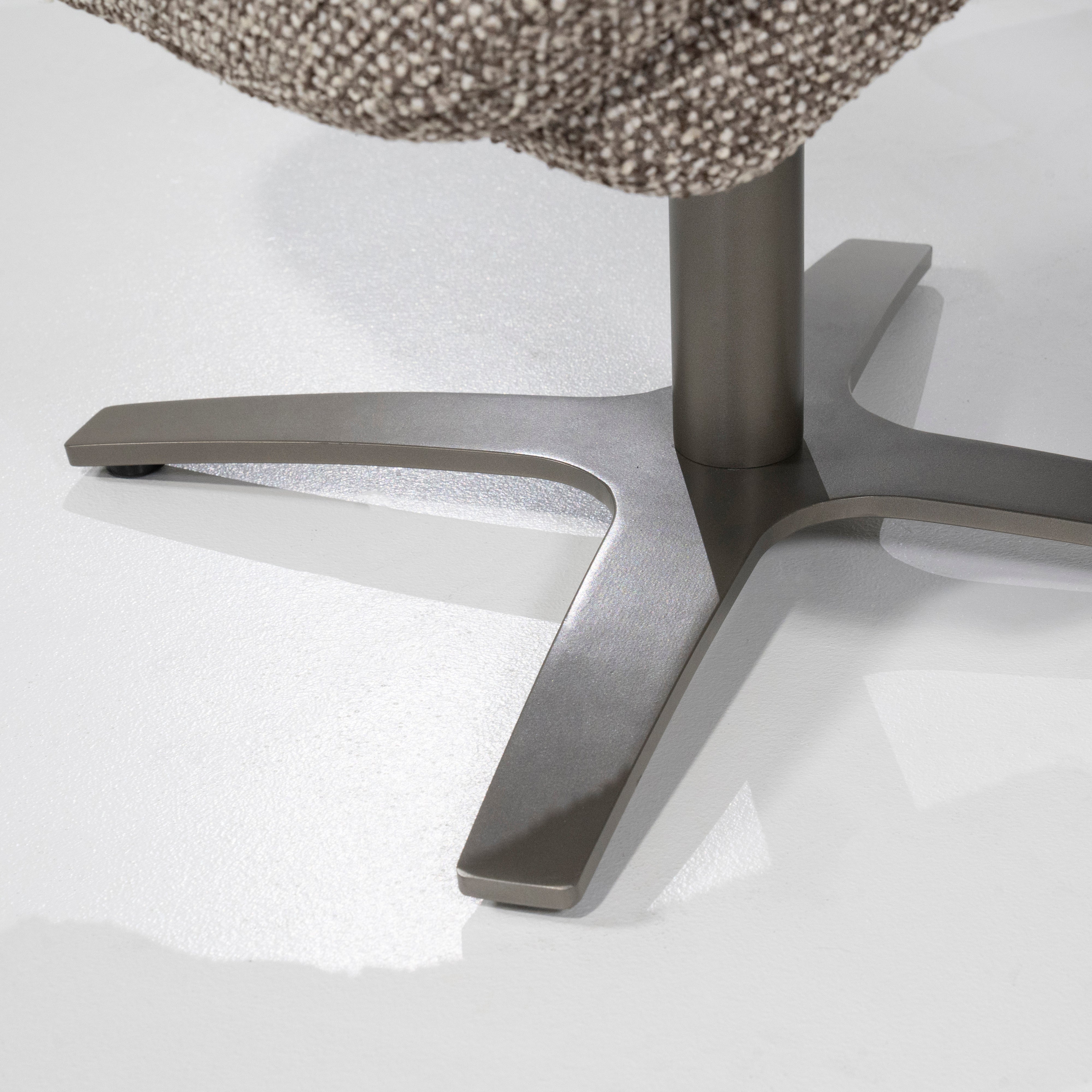 Sessel mit Fußstütze CALEB dunkelbeige mit schwarzem Gestell