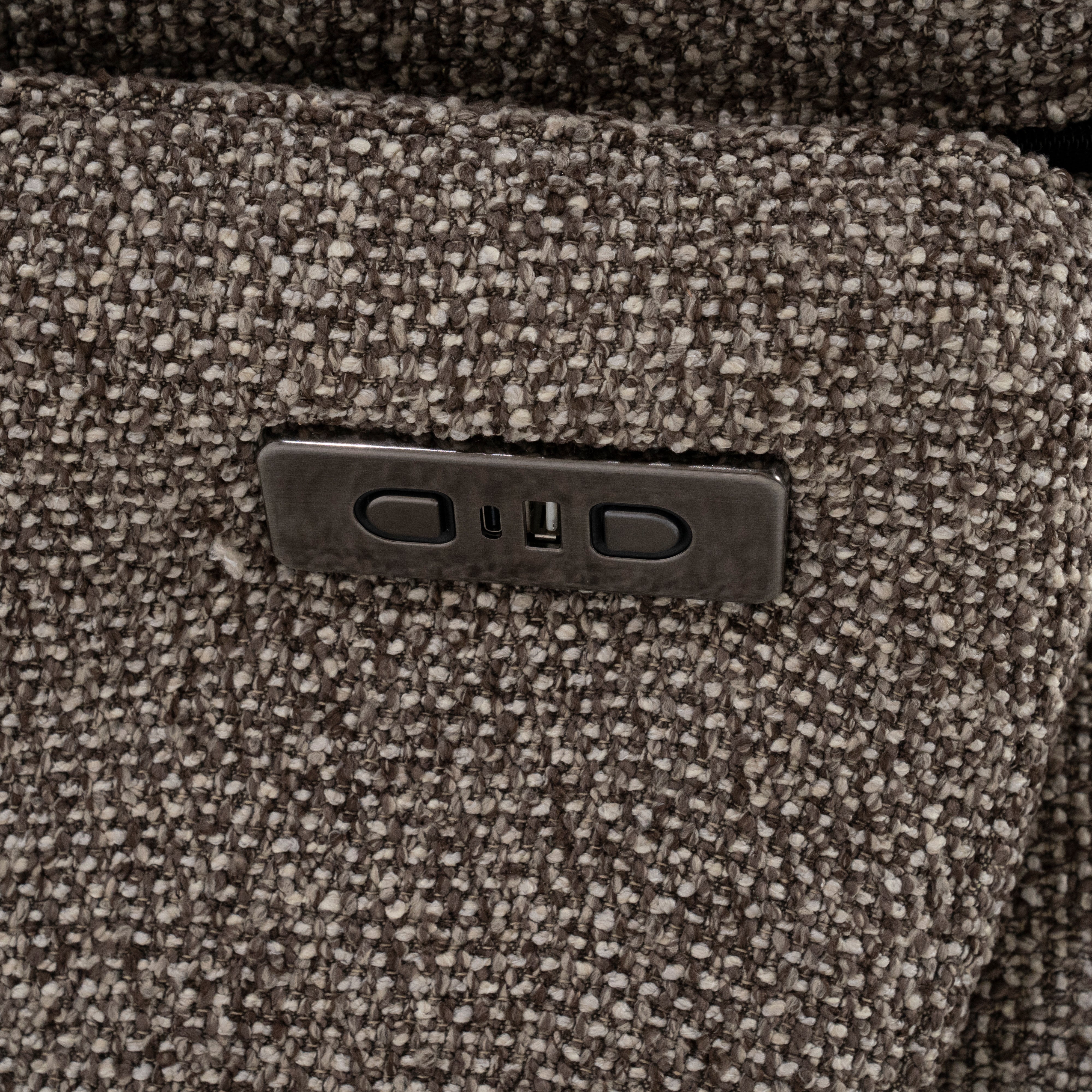 Sessel mit Fußstütze CALEB dunkelbeige mit schwarzem Gestell