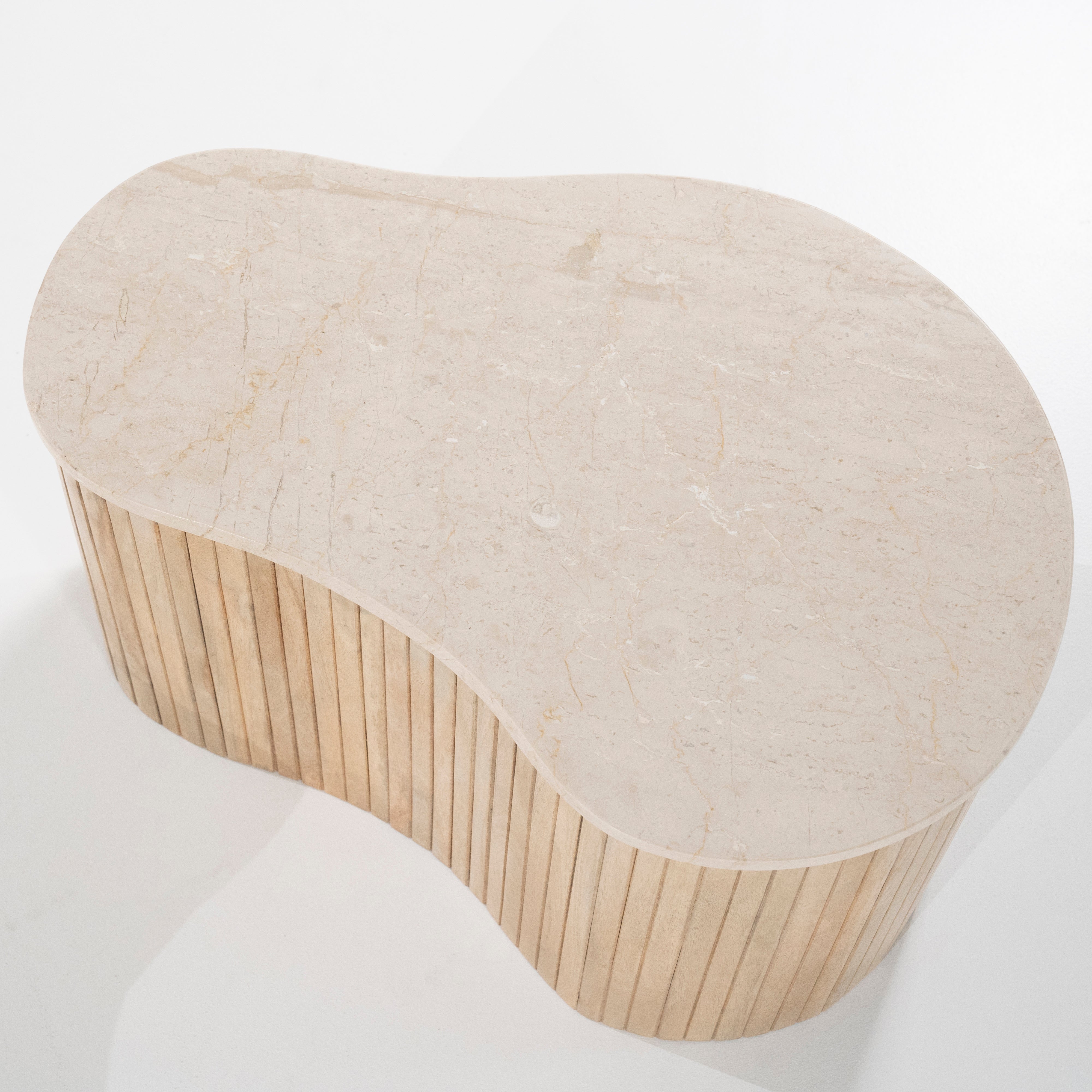 KIRA Side Table Mango Wood with Marble Top