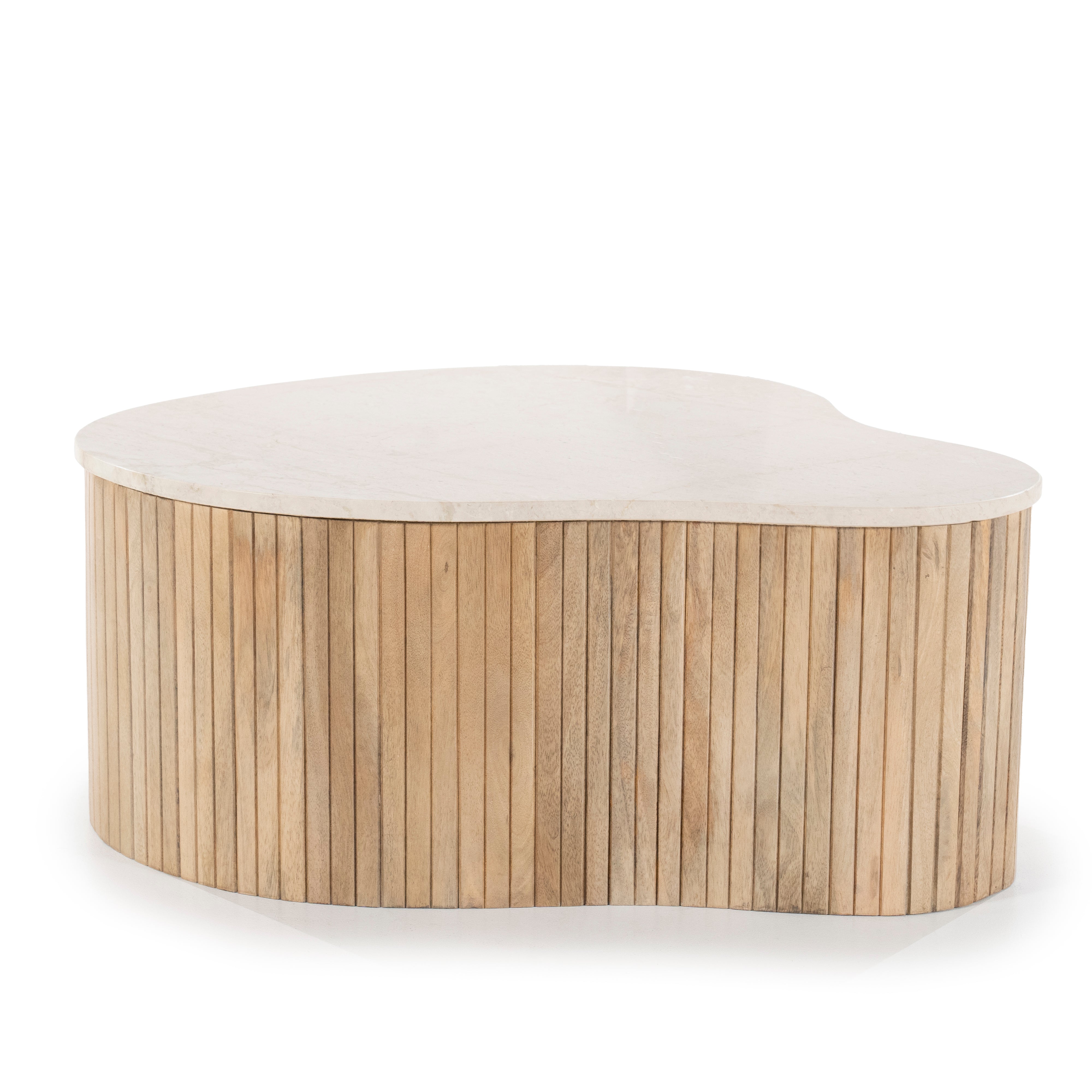 KIRA coffee table made of mango wood with a marble top