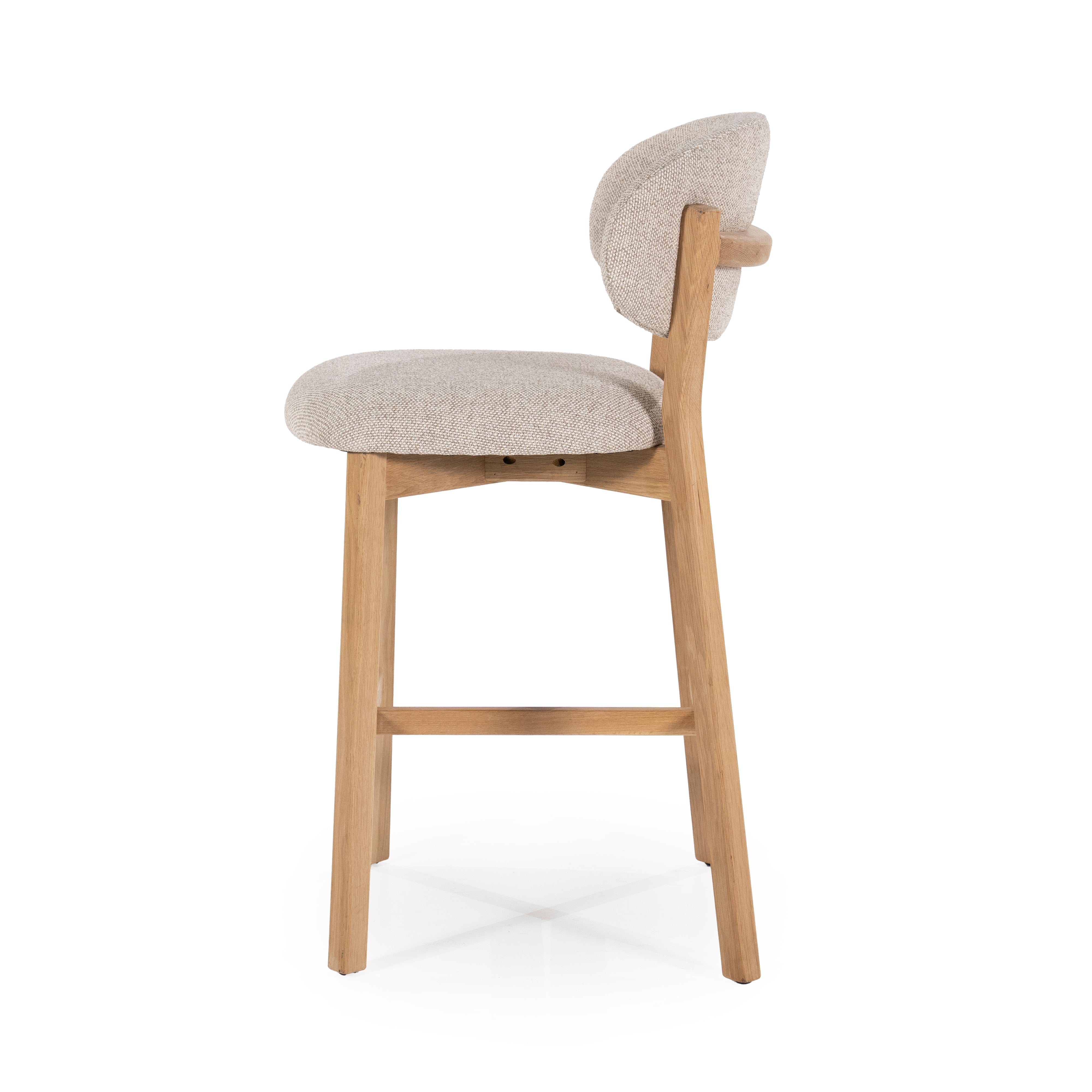 MIKKY taupe stool with oak base