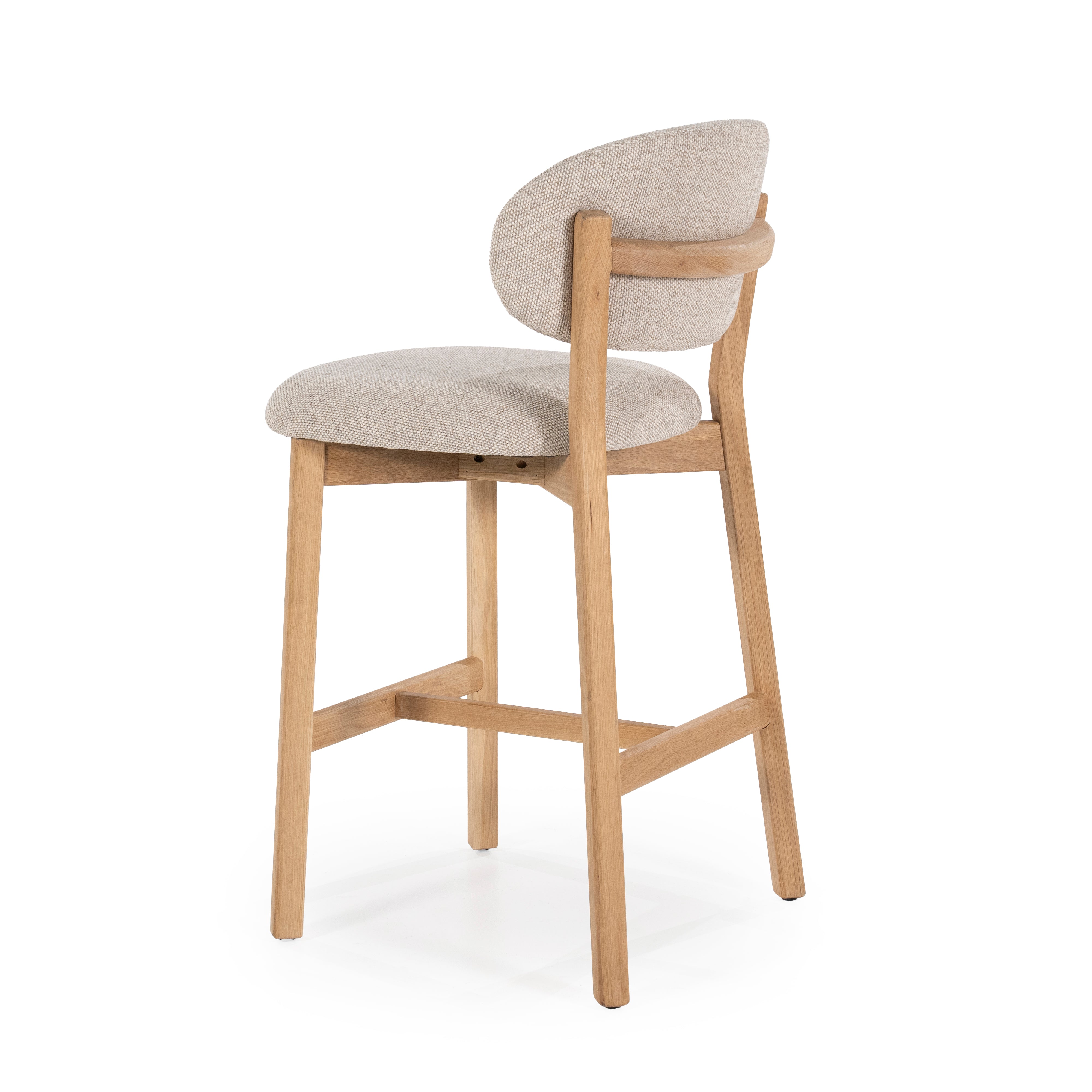 MIKKY taupe stool with oak base