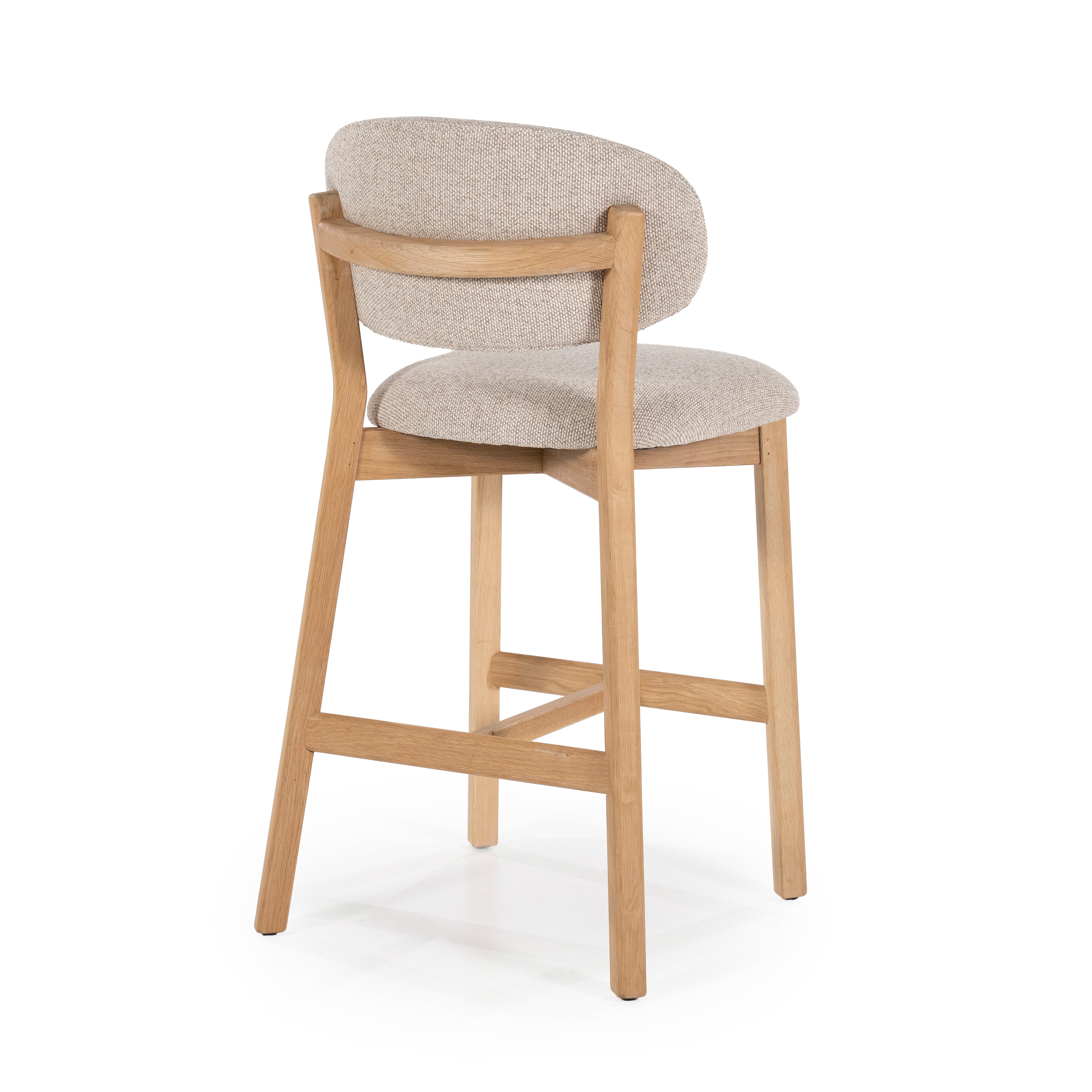 MIKKY taupe stool with oak base