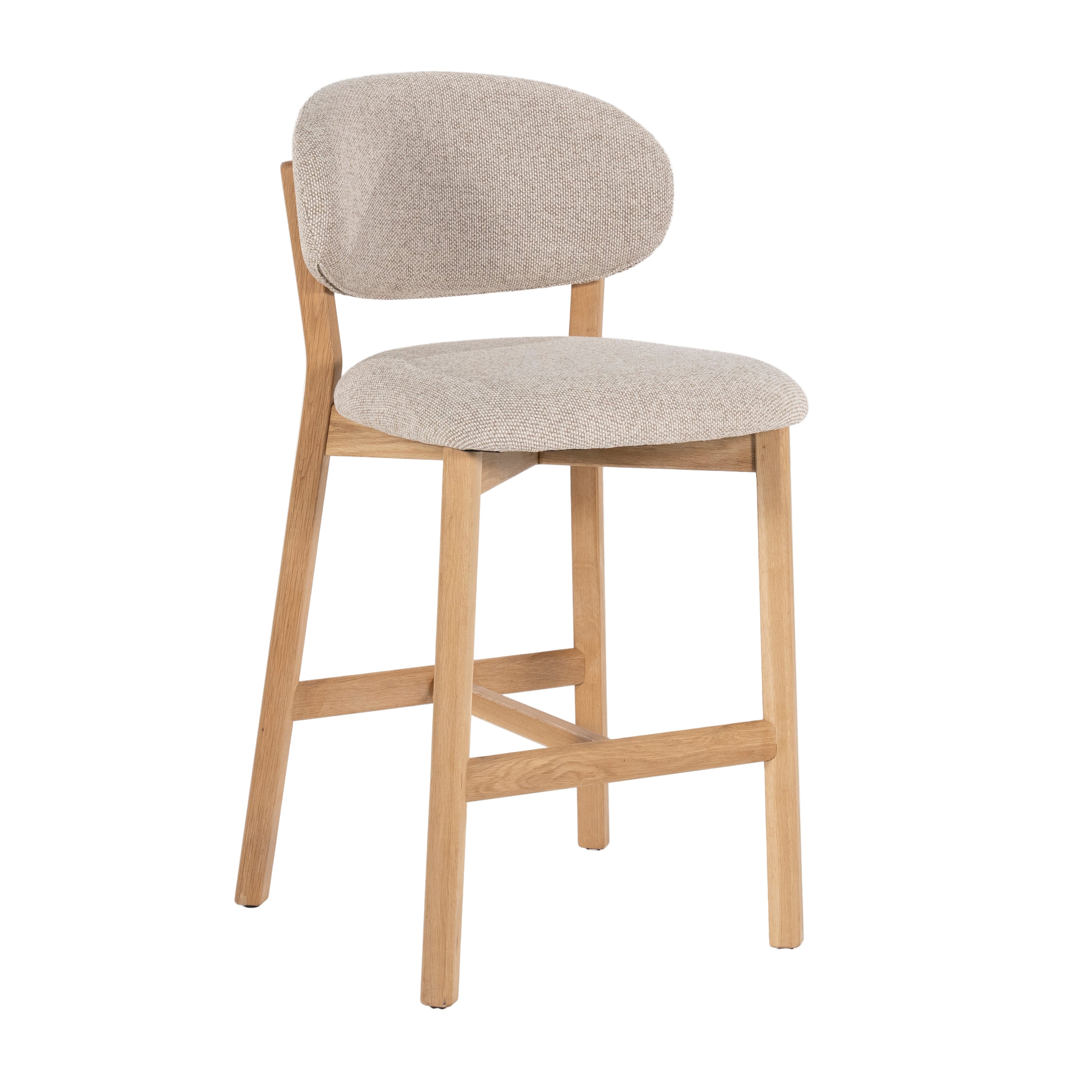 MIKKY taupe stool with oak base