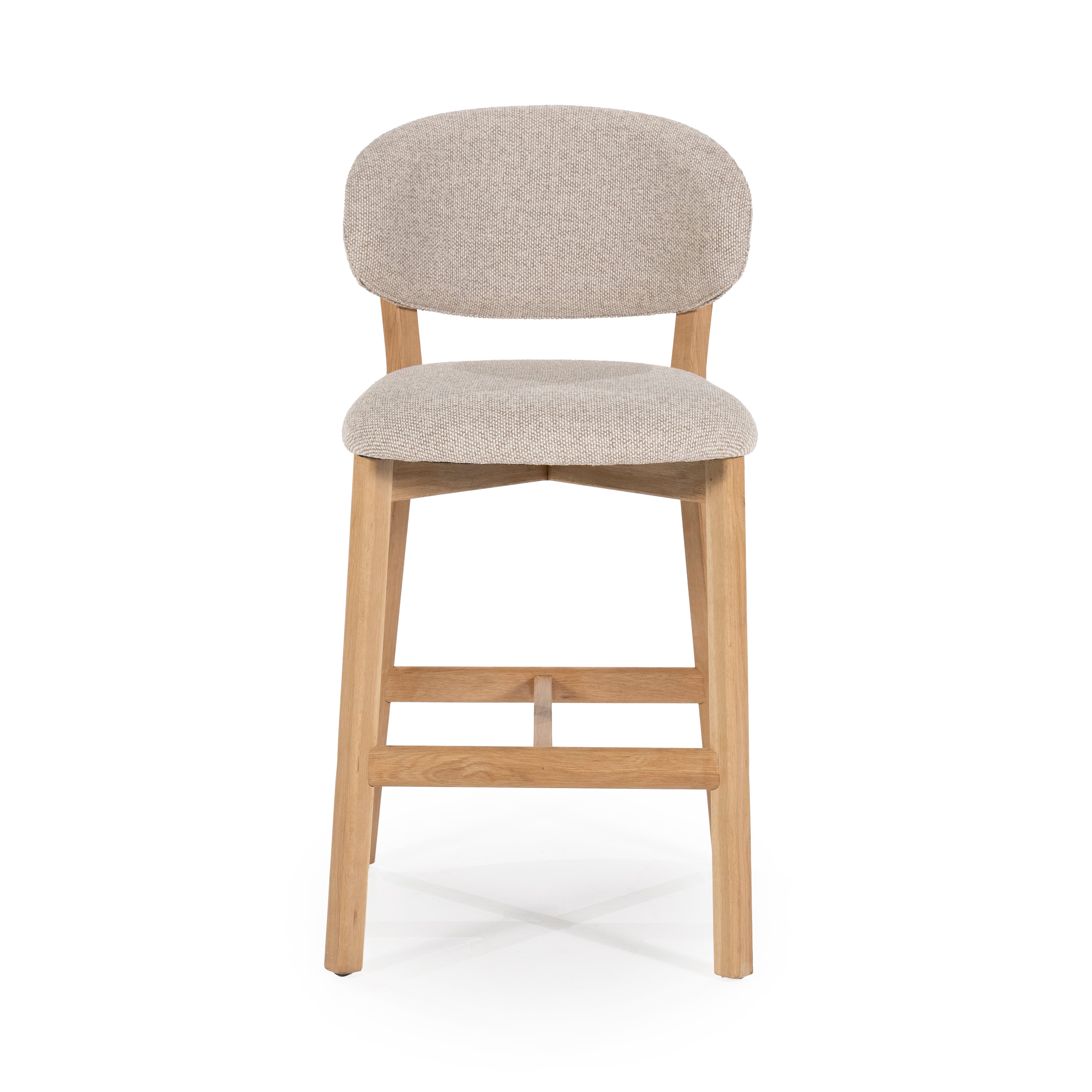 MIKKY taupe stool with oak base