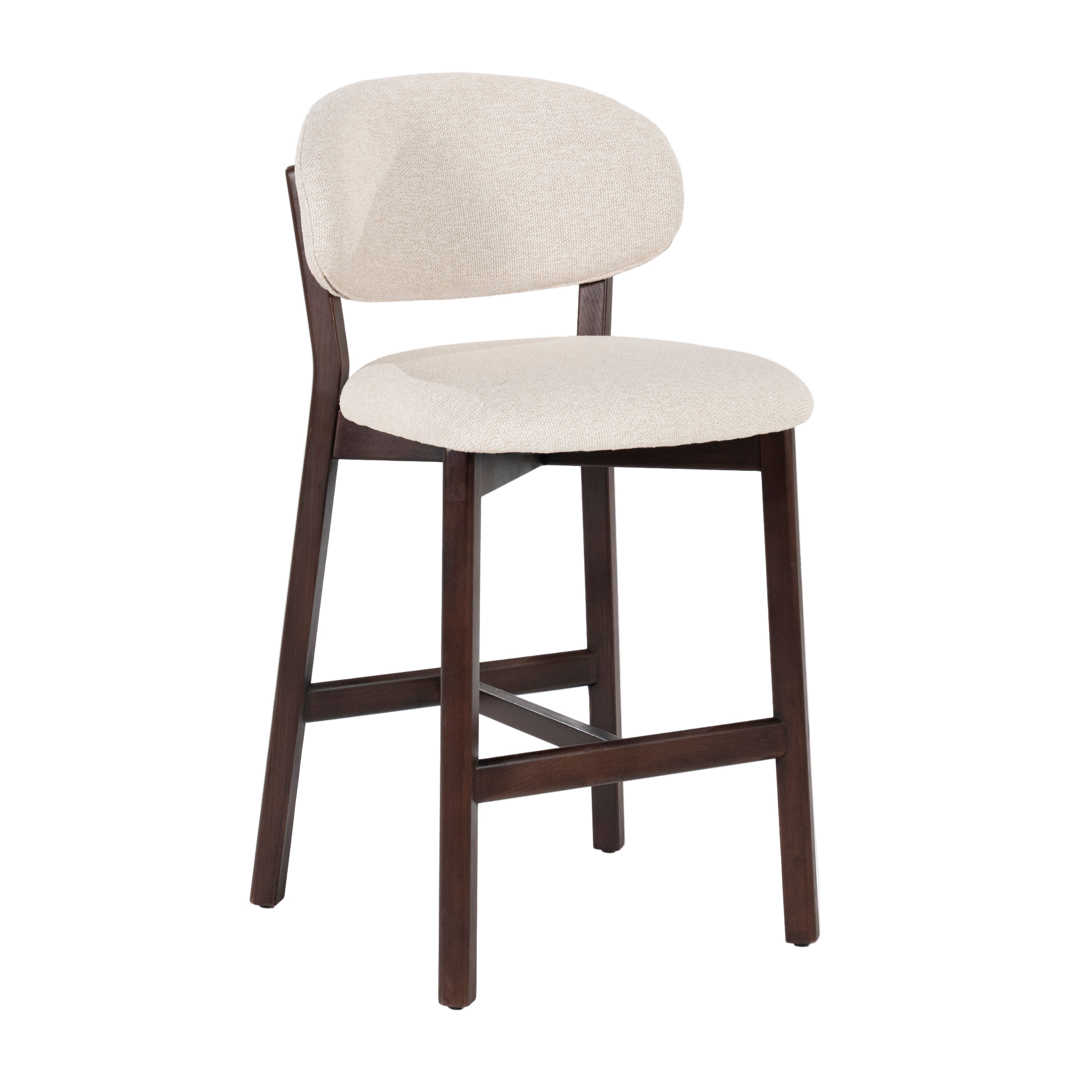 MIKKY Beige Stool with Dark Oak Base