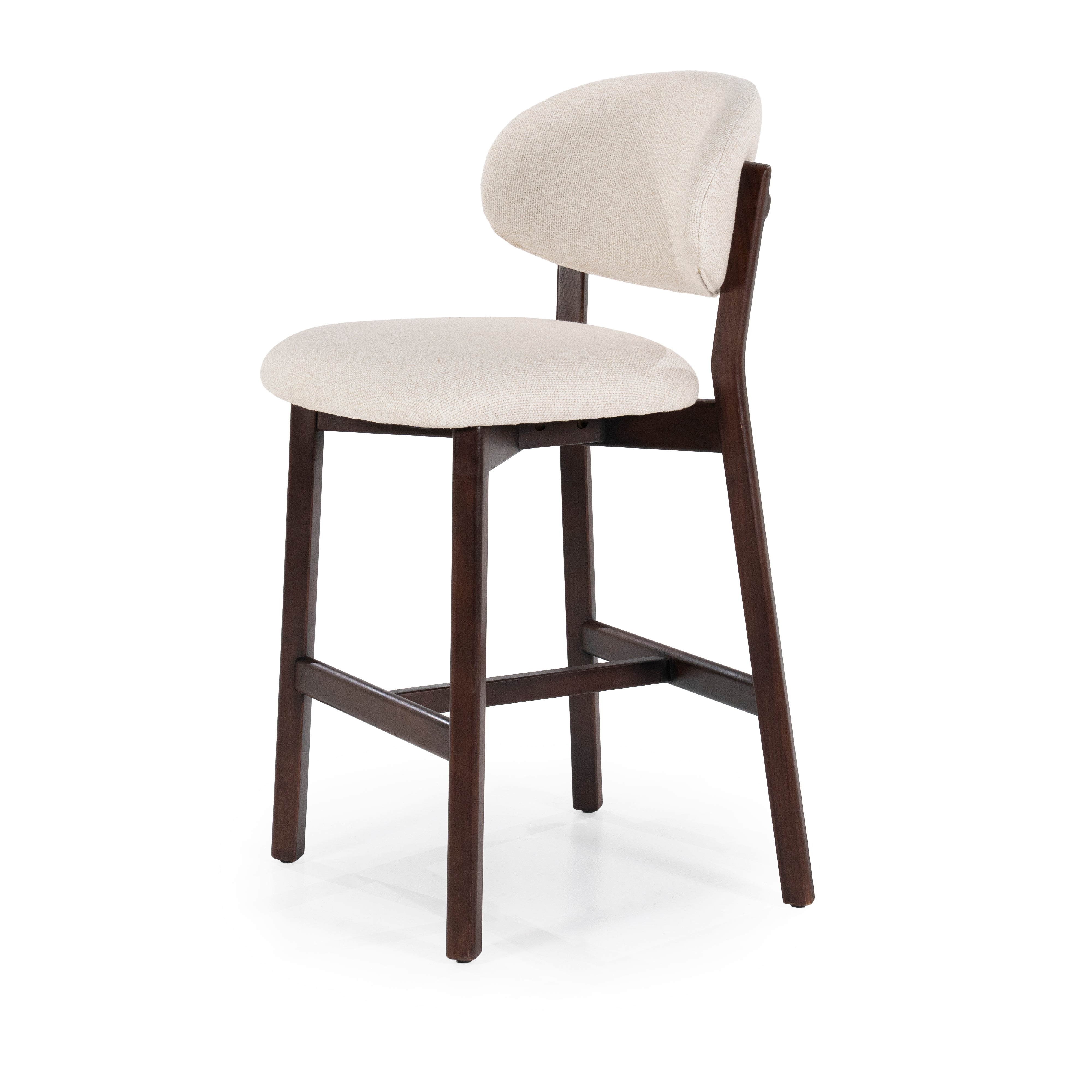 MIKKY Beige Stool with Dark Oak Base