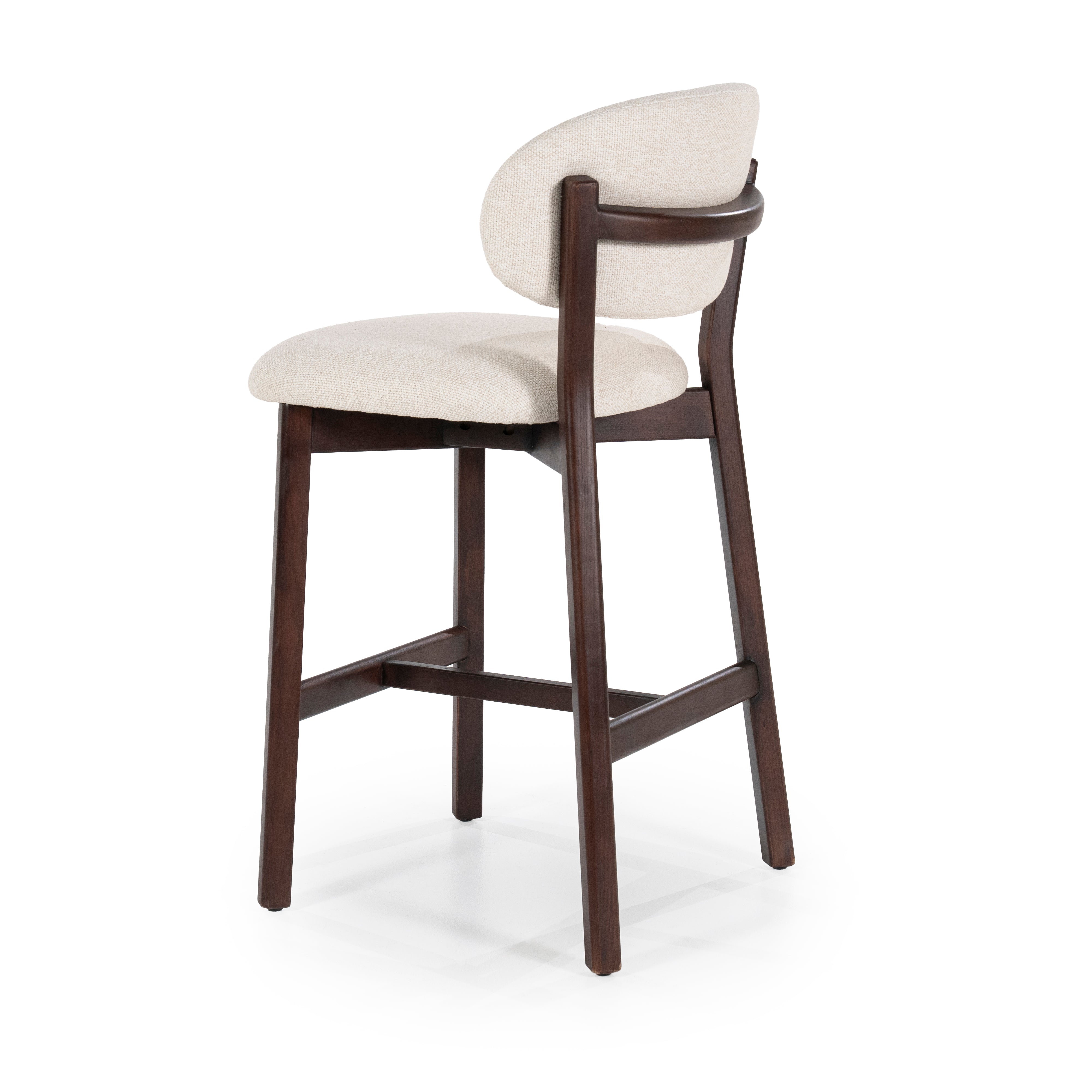 MIKKY Beige Stool with Dark Oak Base