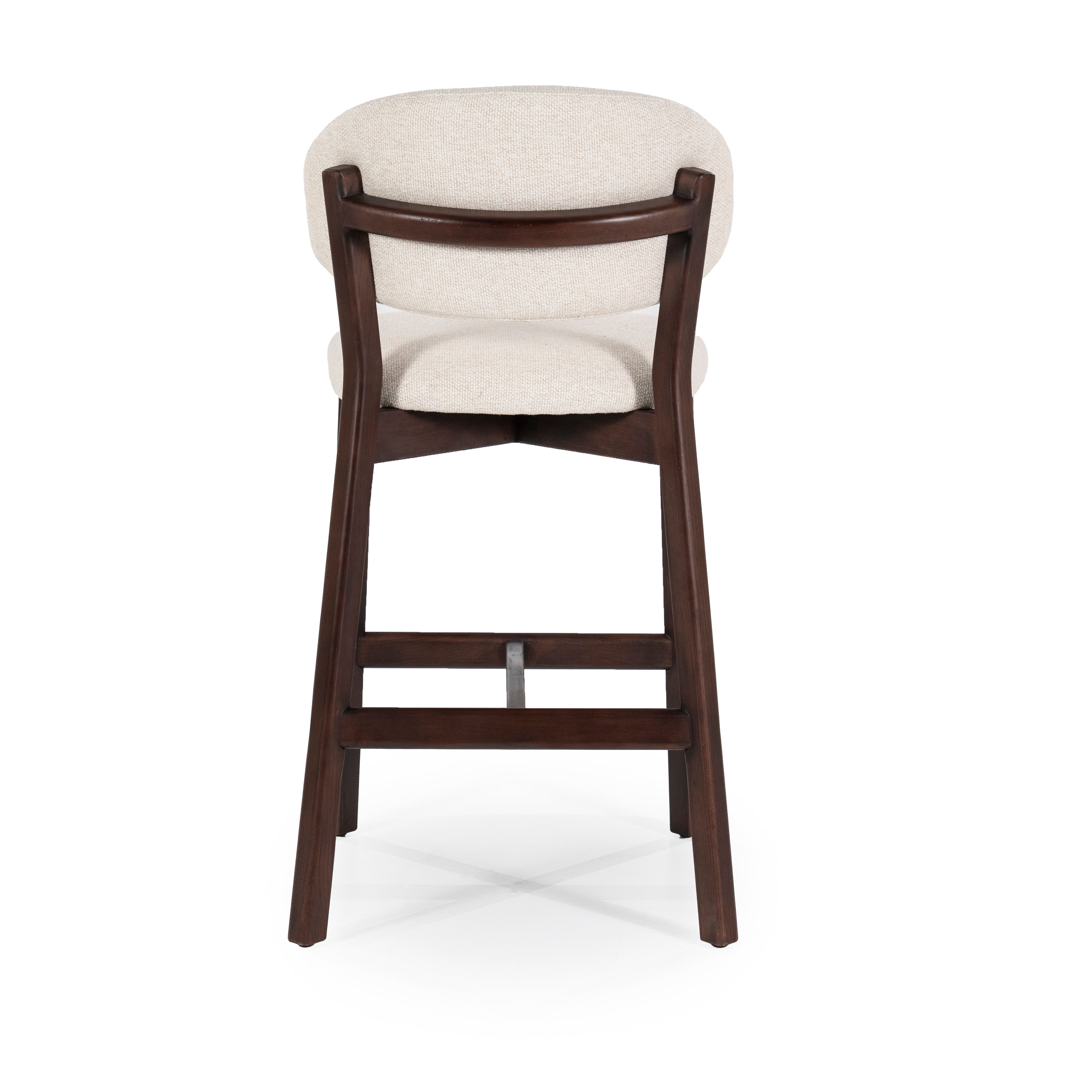 MIKKY Beige Stool with Dark Oak Base