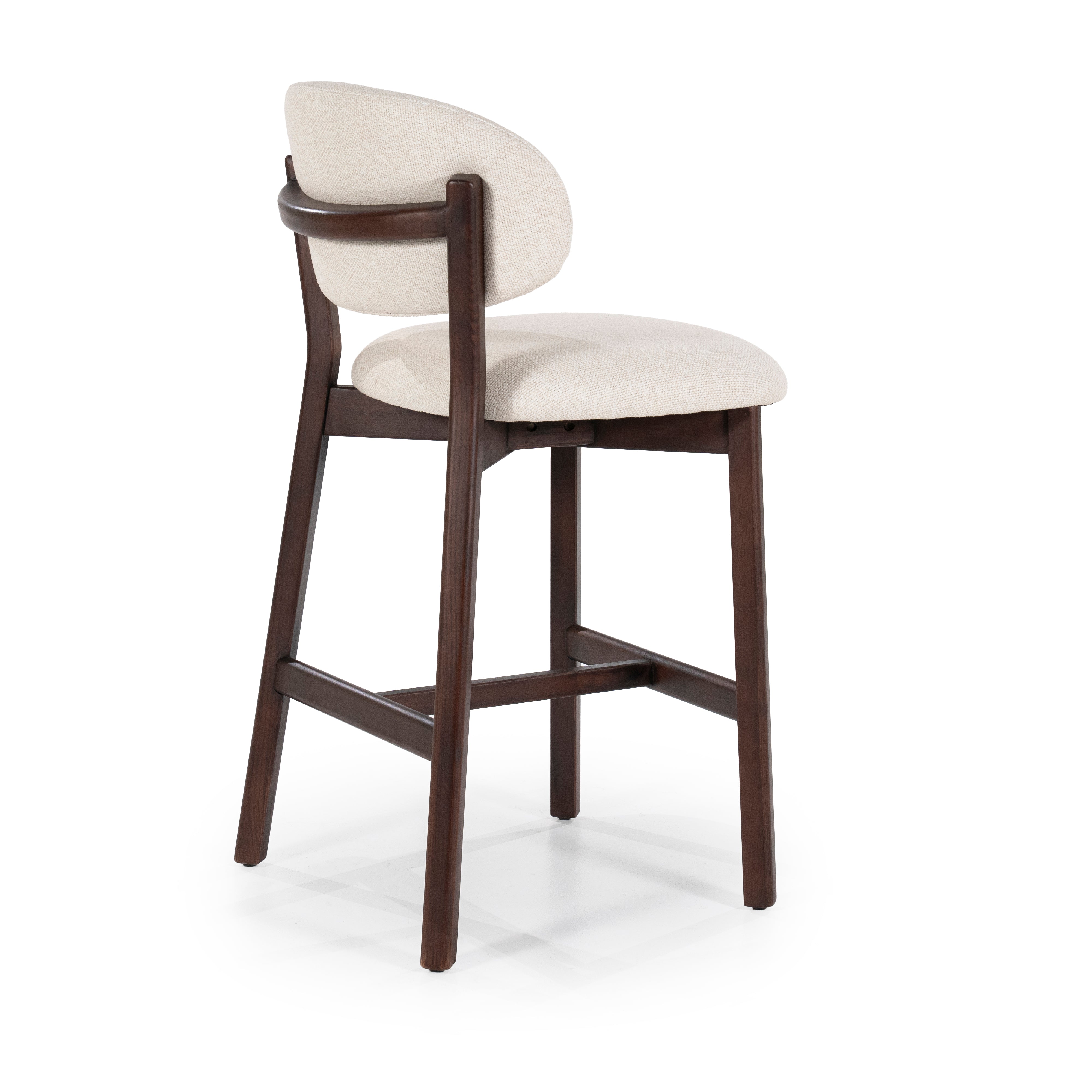 MIKKY Beige Stool with Dark Oak Base