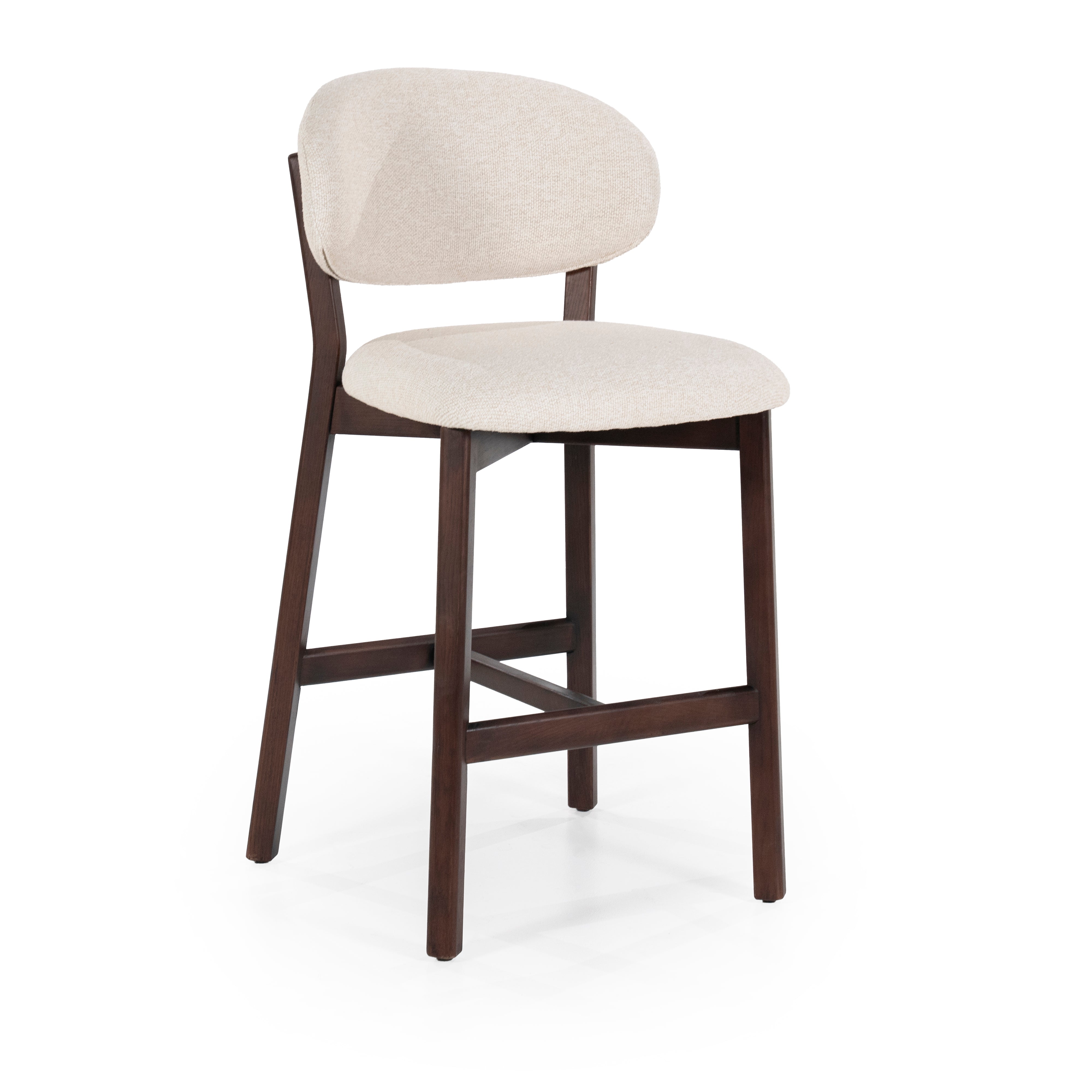 MIKKY Beige Stool with Dark Oak Base