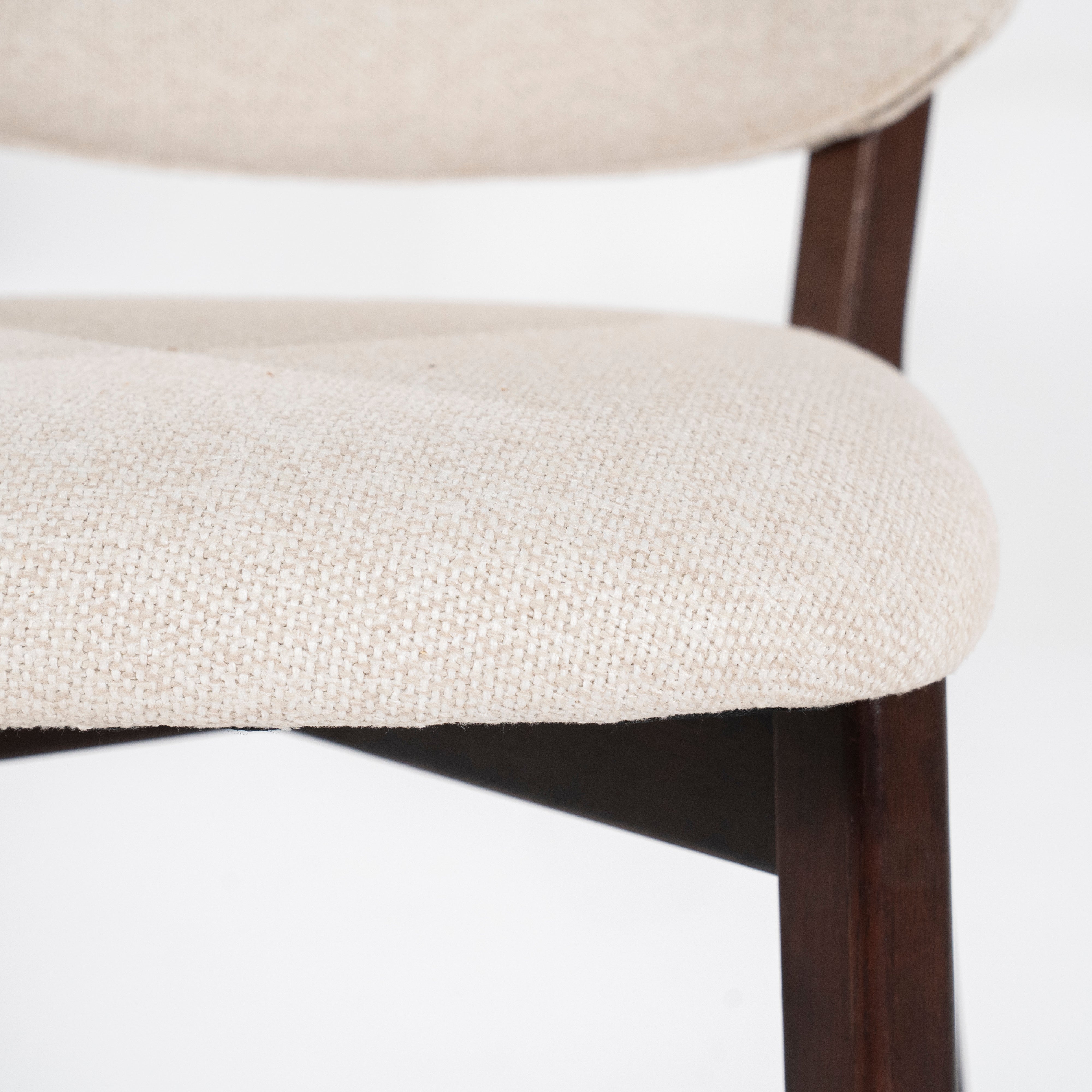 MIKKY Beige Stool with Dark Oak Base
