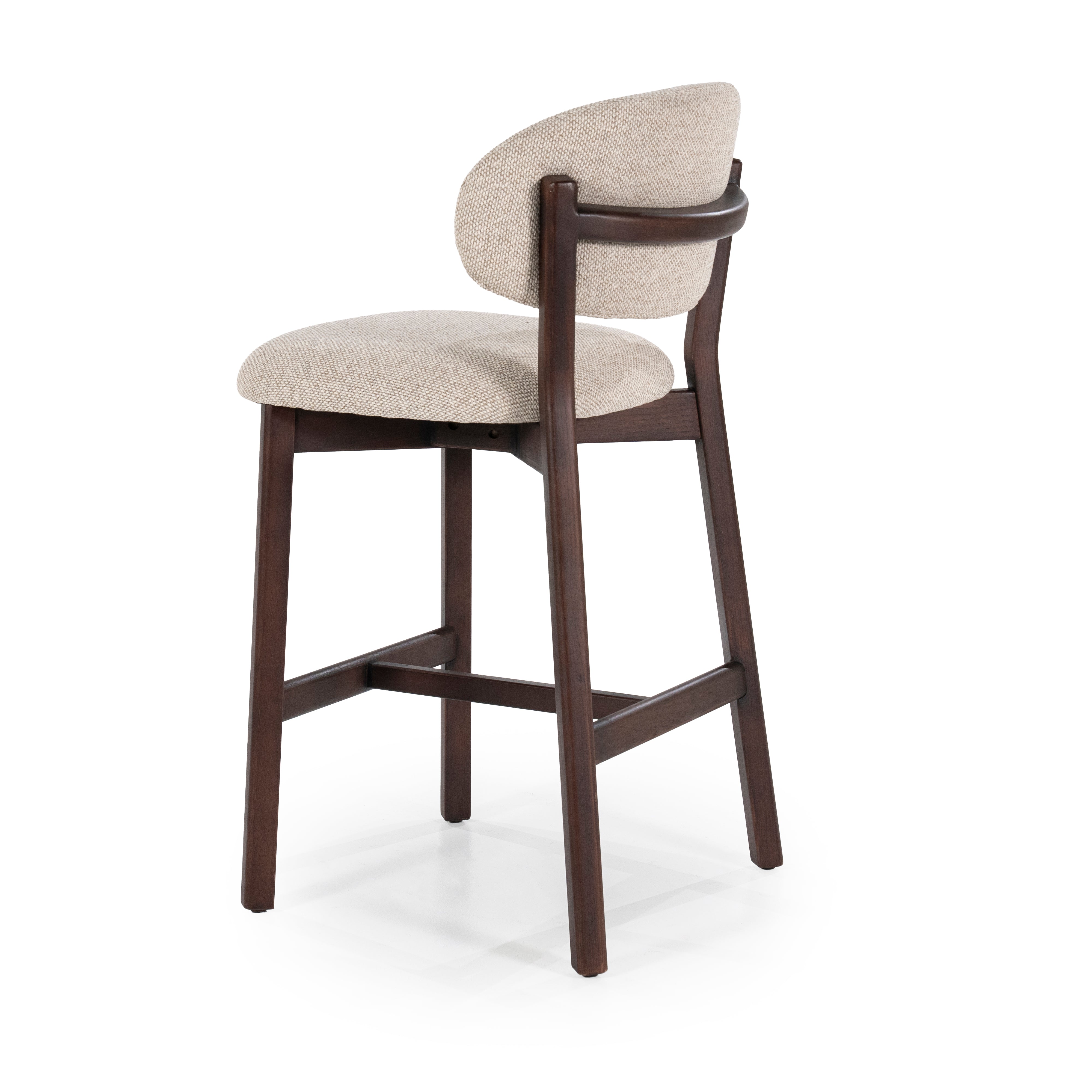 Hocker MIKKY taupe mit dunklem Eichenfuß