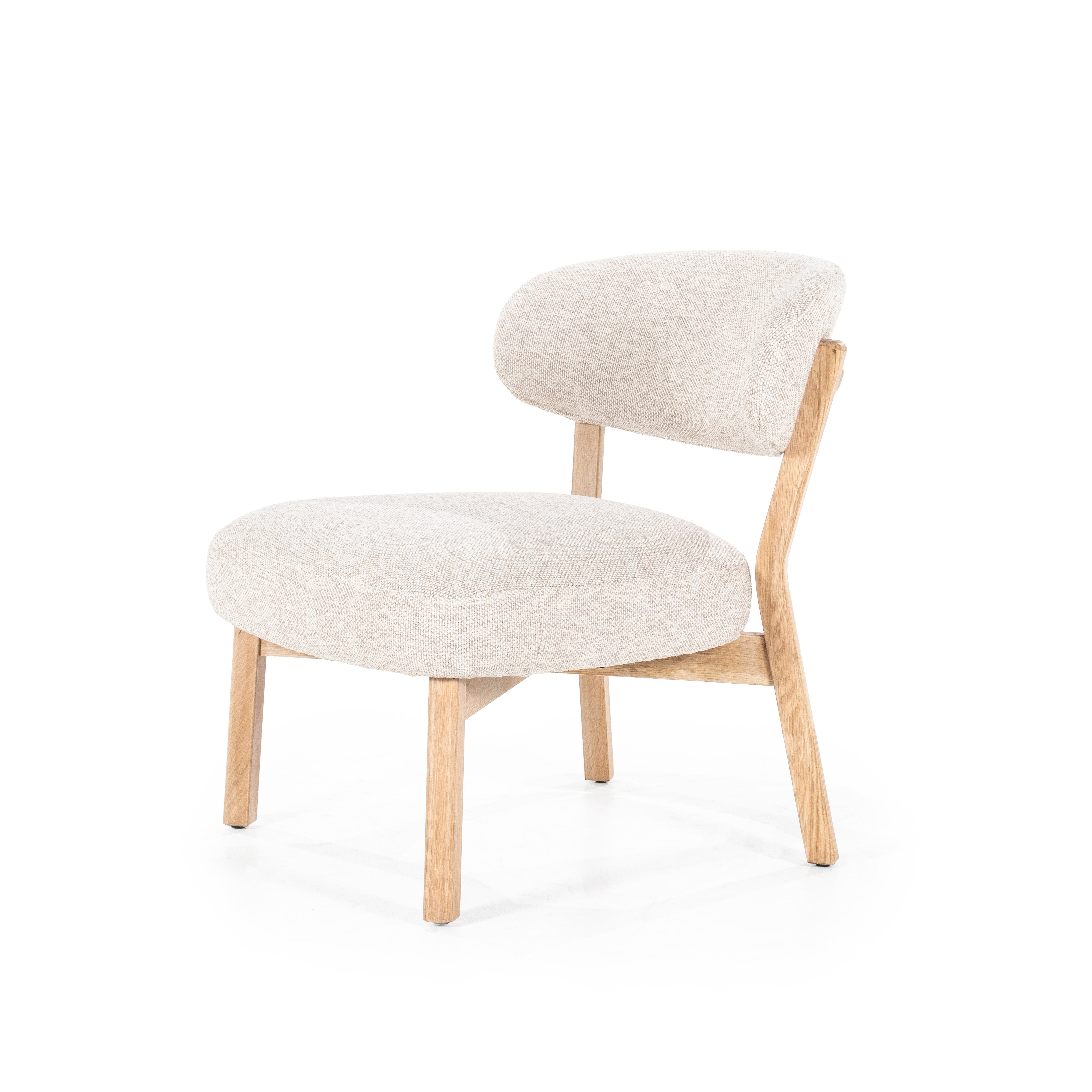 MIKKY Beige Armchair with Light Wooden Base