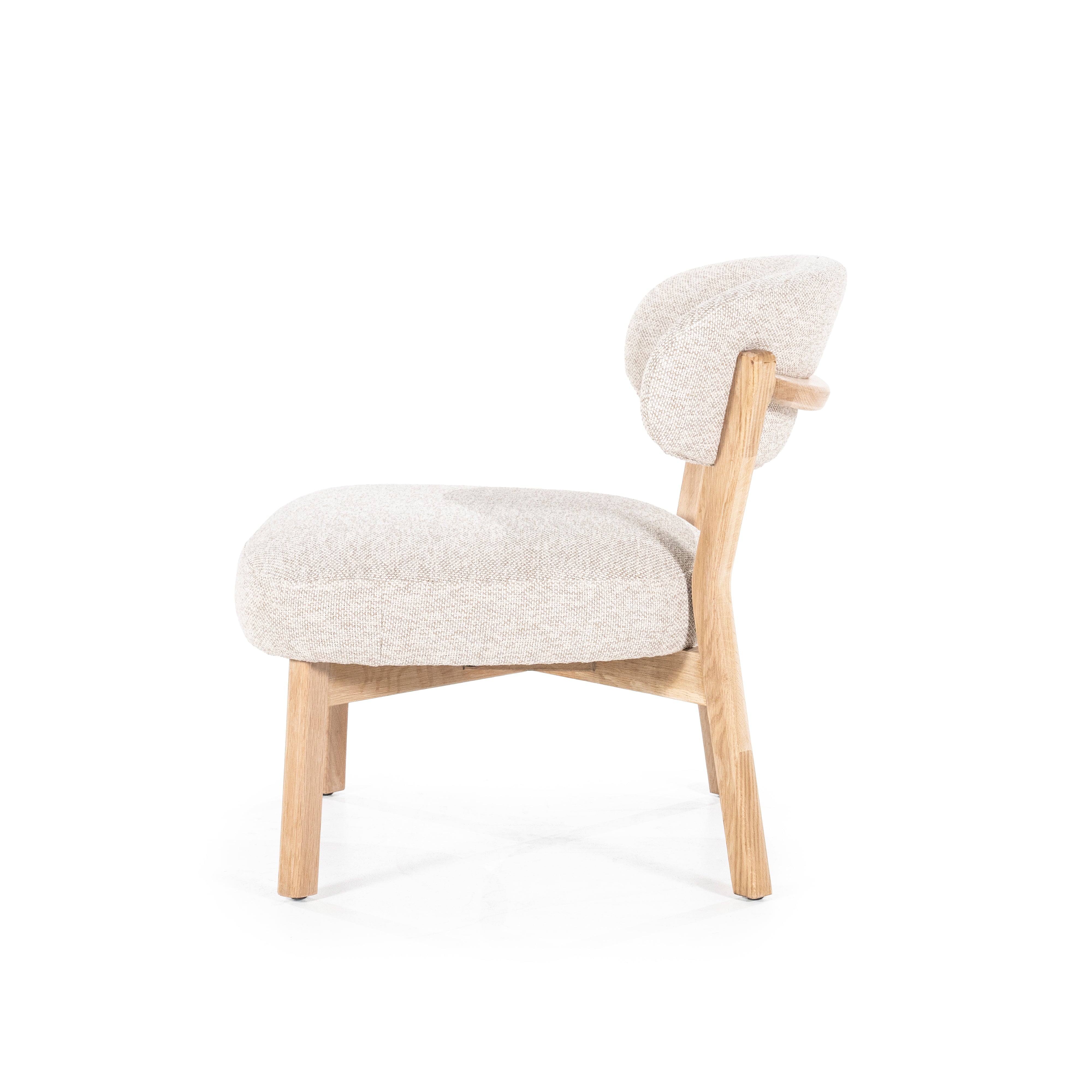 MIKKY Beige Armchair with Light Wooden Base