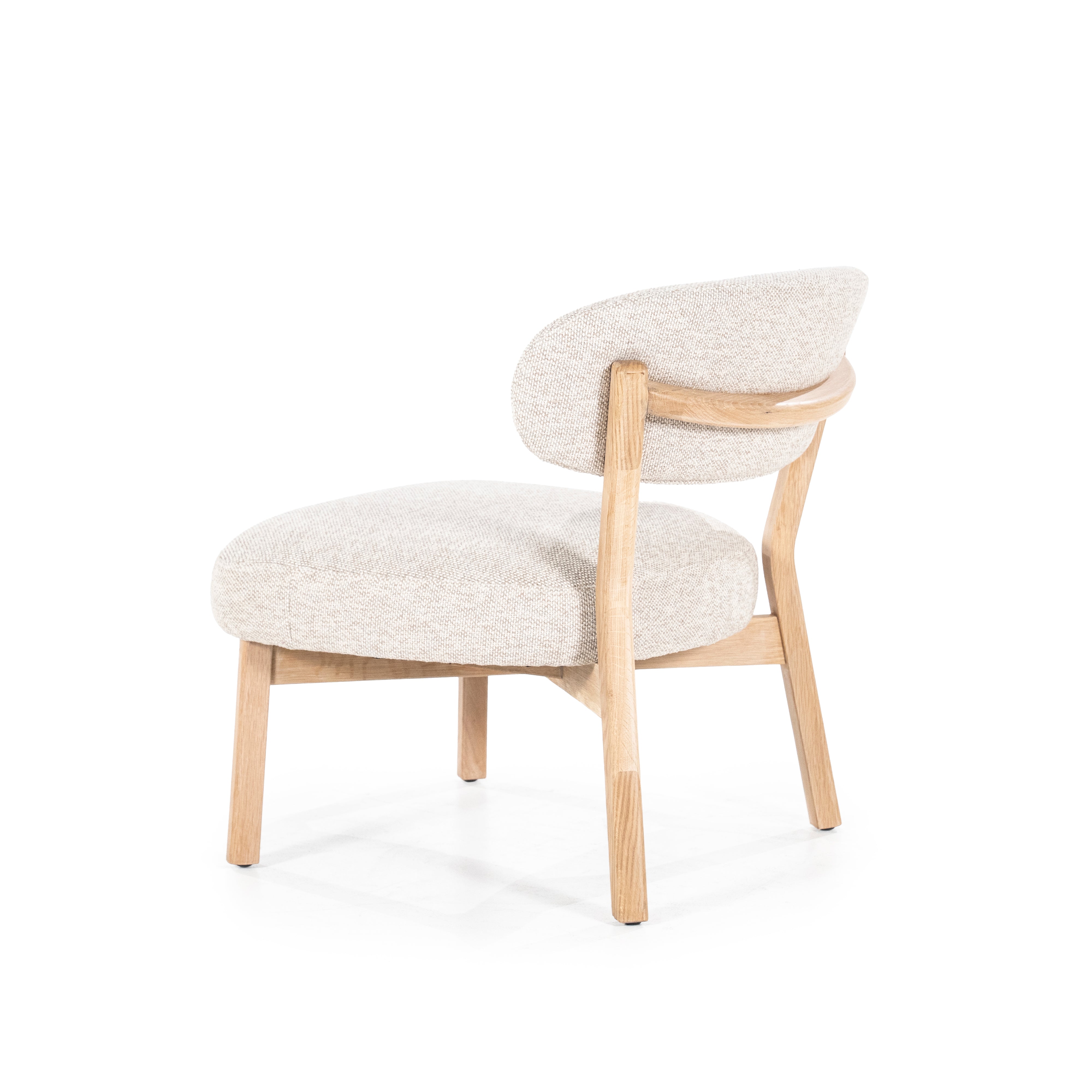 MIKKY Beige Armchair with Light Wooden Base