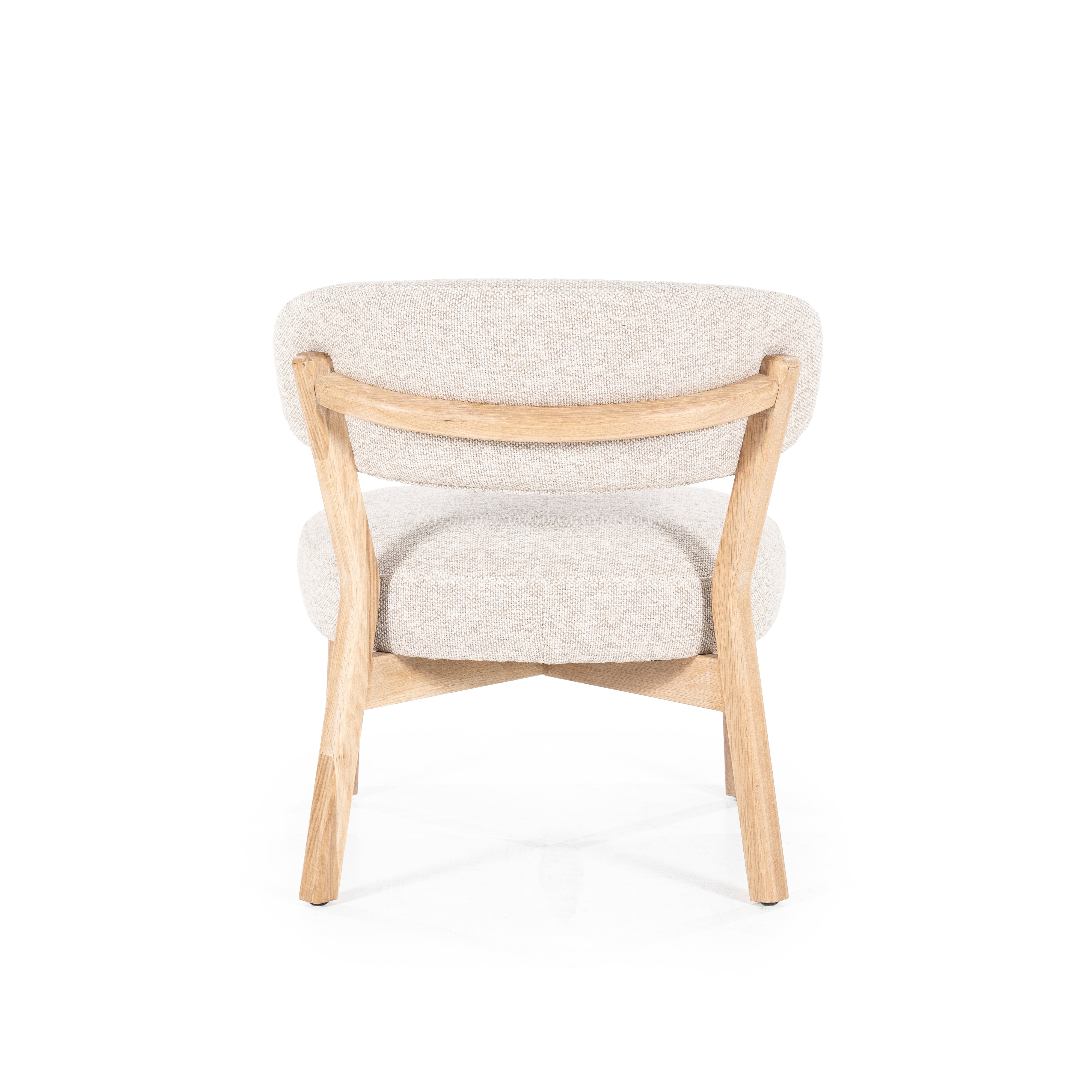 MIKKY Beige Armchair with Light Wooden Base