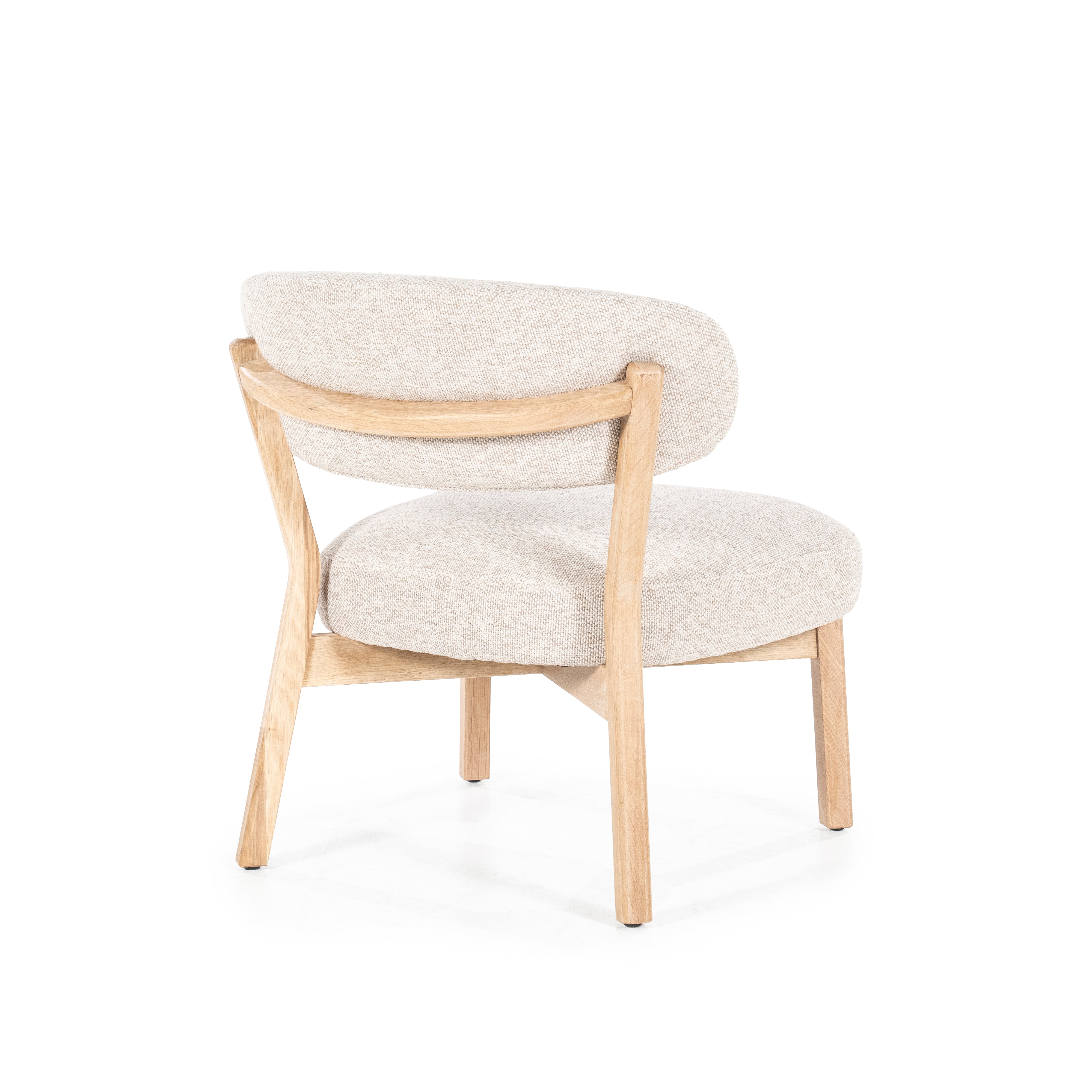 MIKKY Beige Armchair with Light Wooden Base