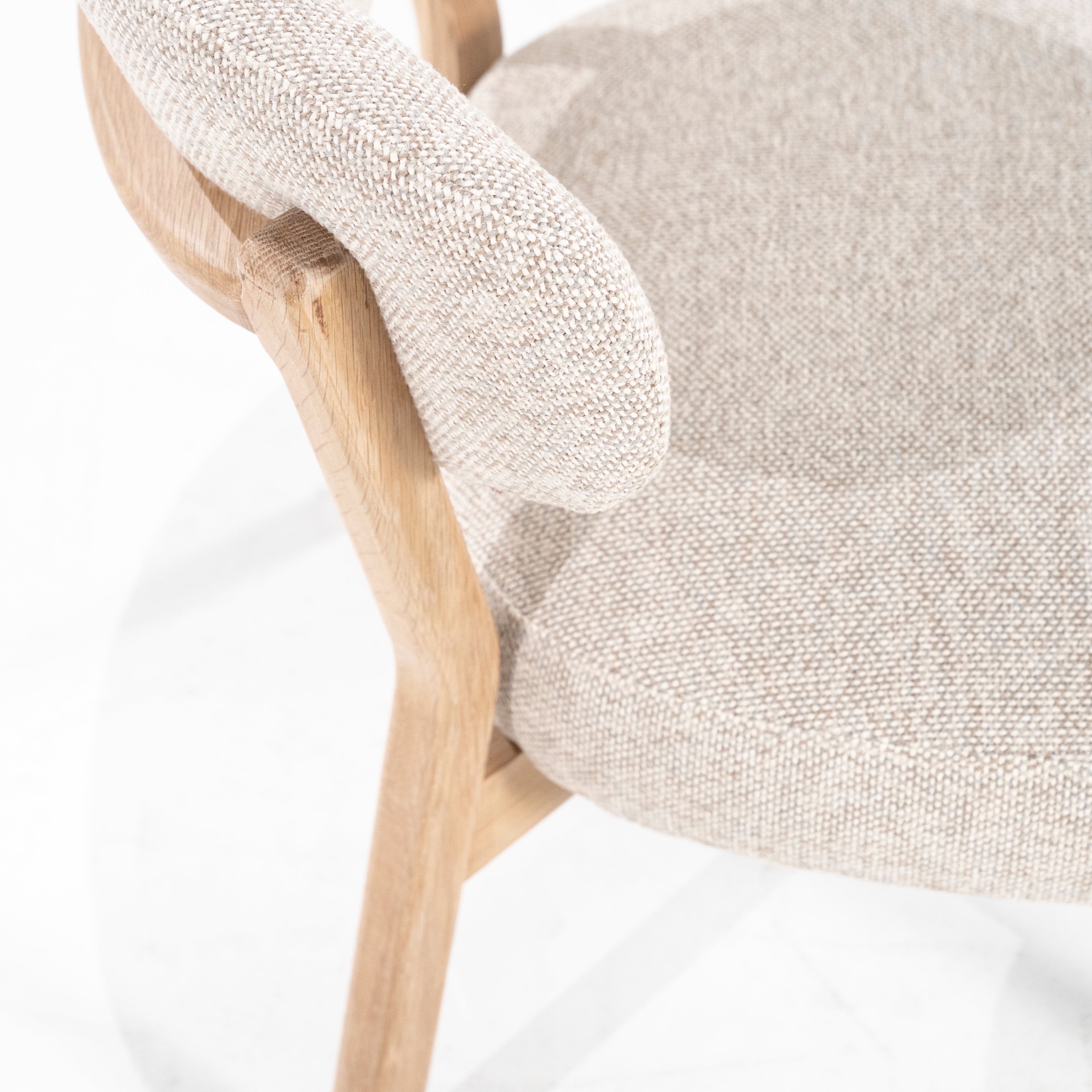 MIKKY Beige Armchair with Light Wooden Base
