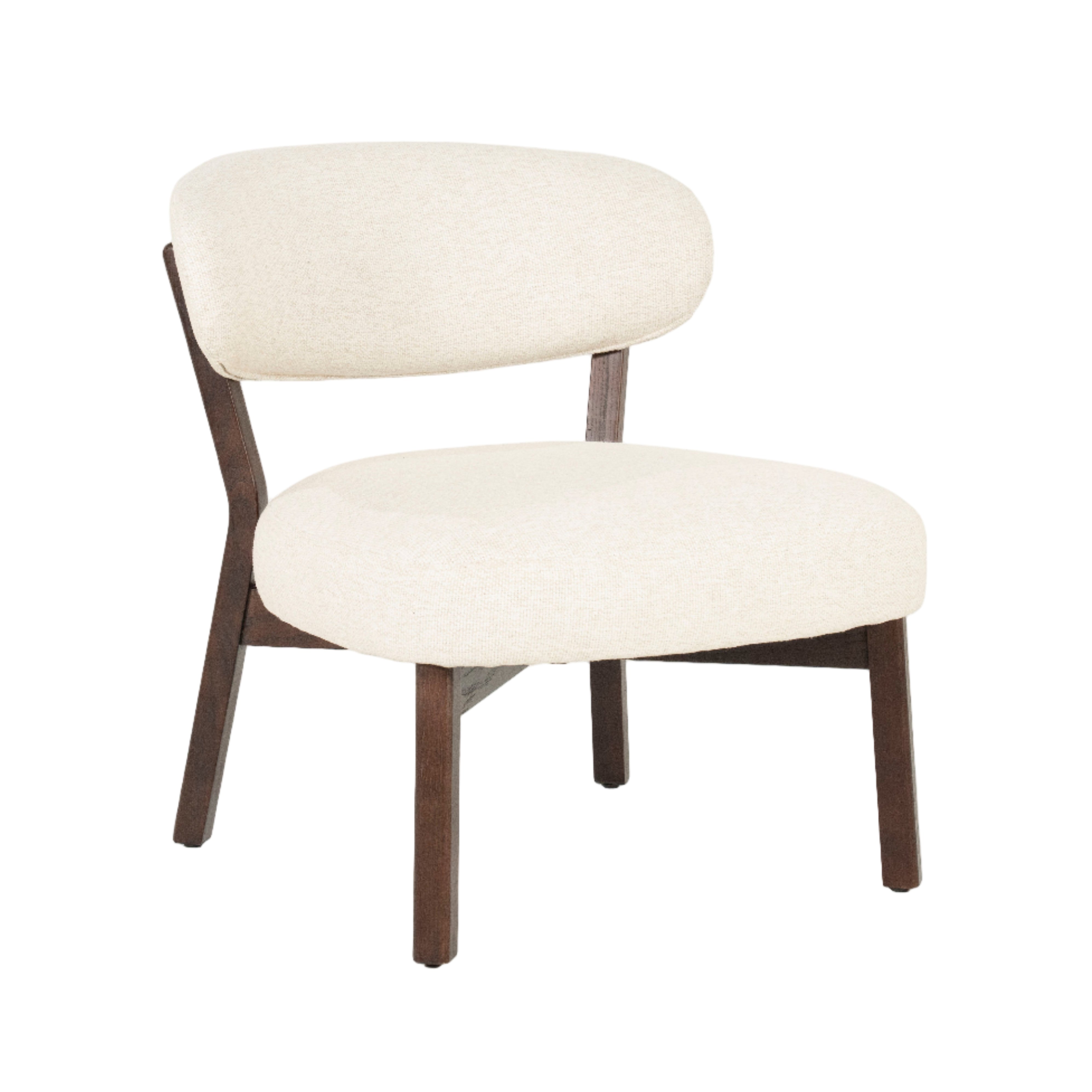 MIKKY Armchair in Light Beige with Dark Wooden Base