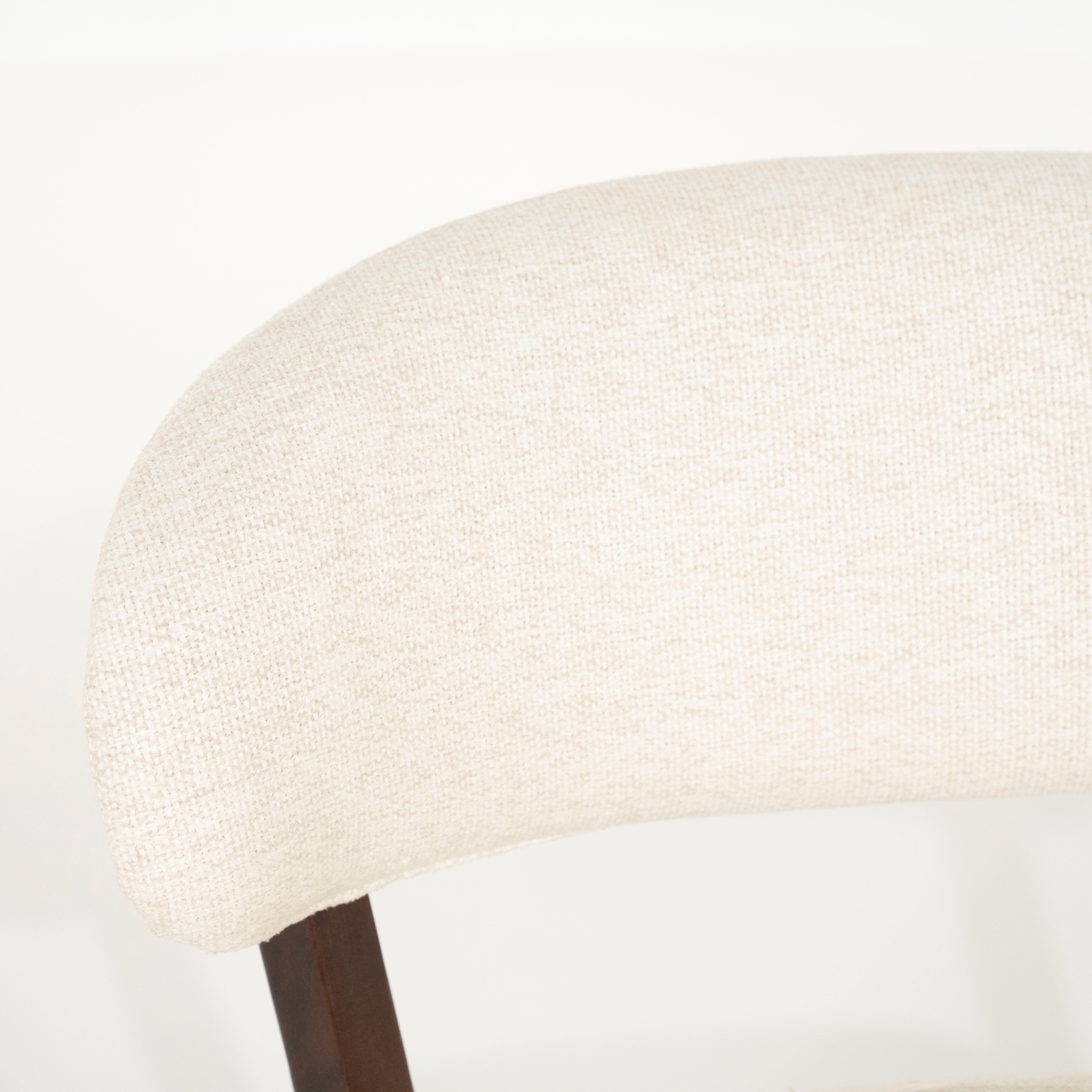 MIKKY Armchair in Light Beige with Dark Wooden Base