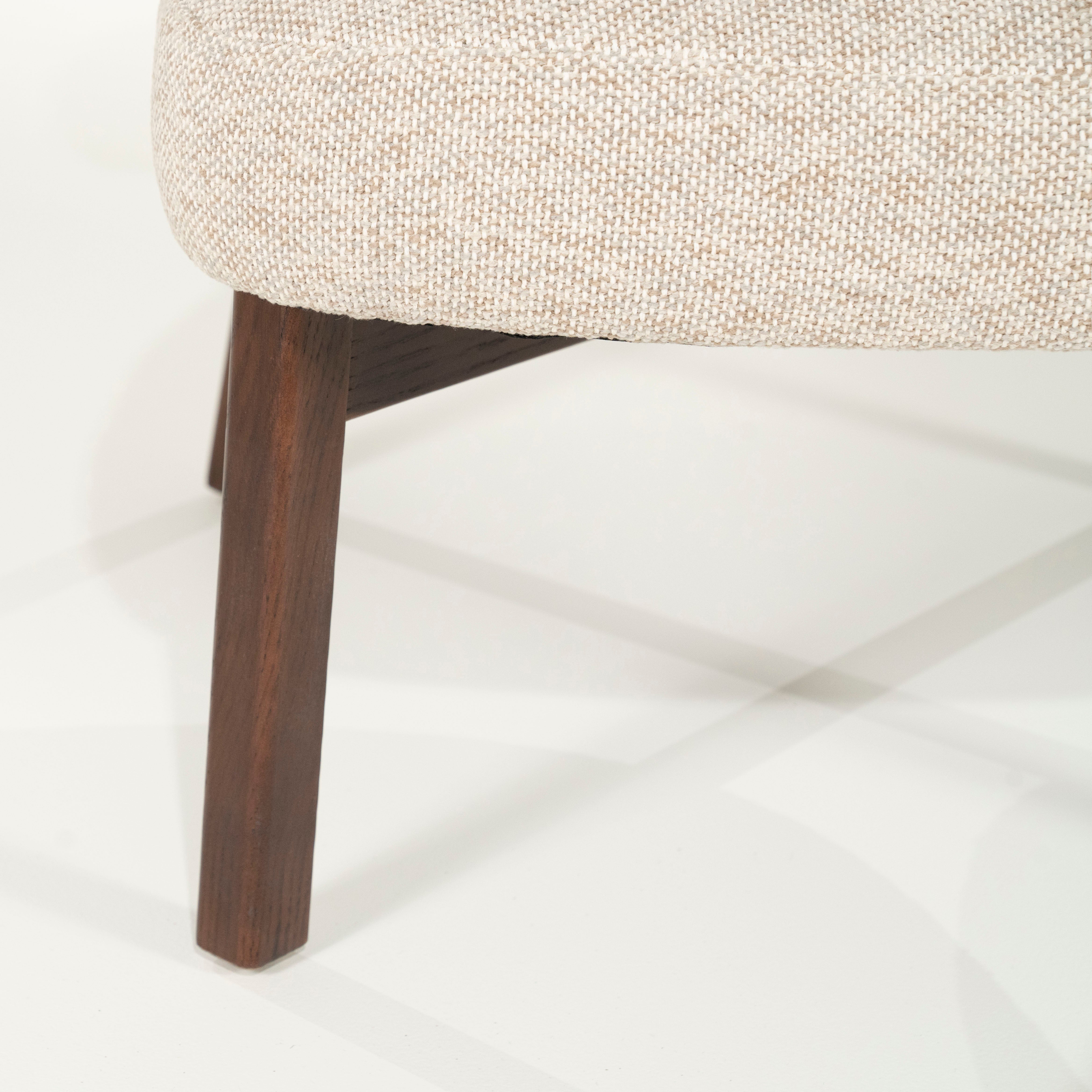 MIKKY Beige Armchair with Dark Wooden Base