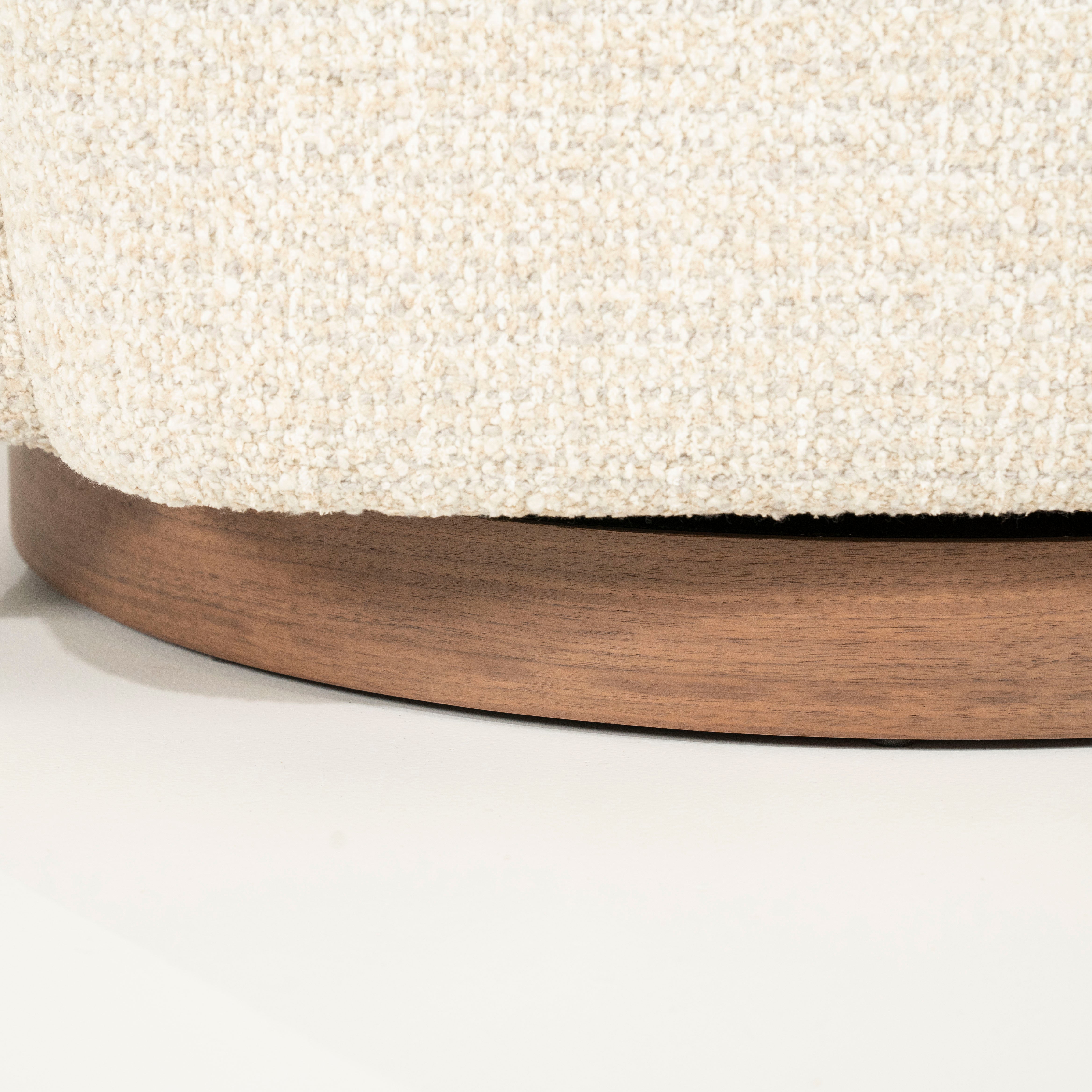 JORDAN light beige swivel armchair with wooden base