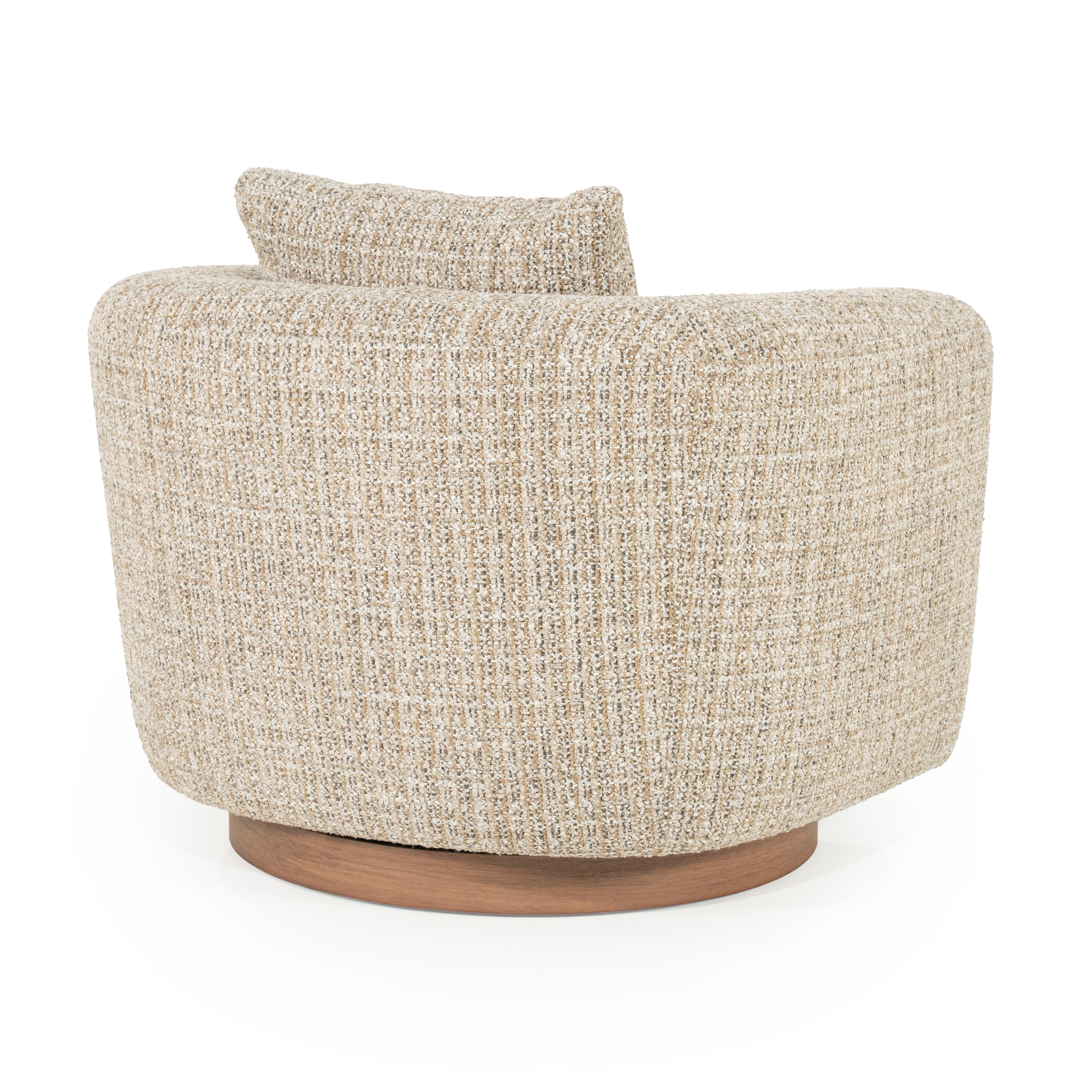 JORDAN beige swivel armchair with wooden base