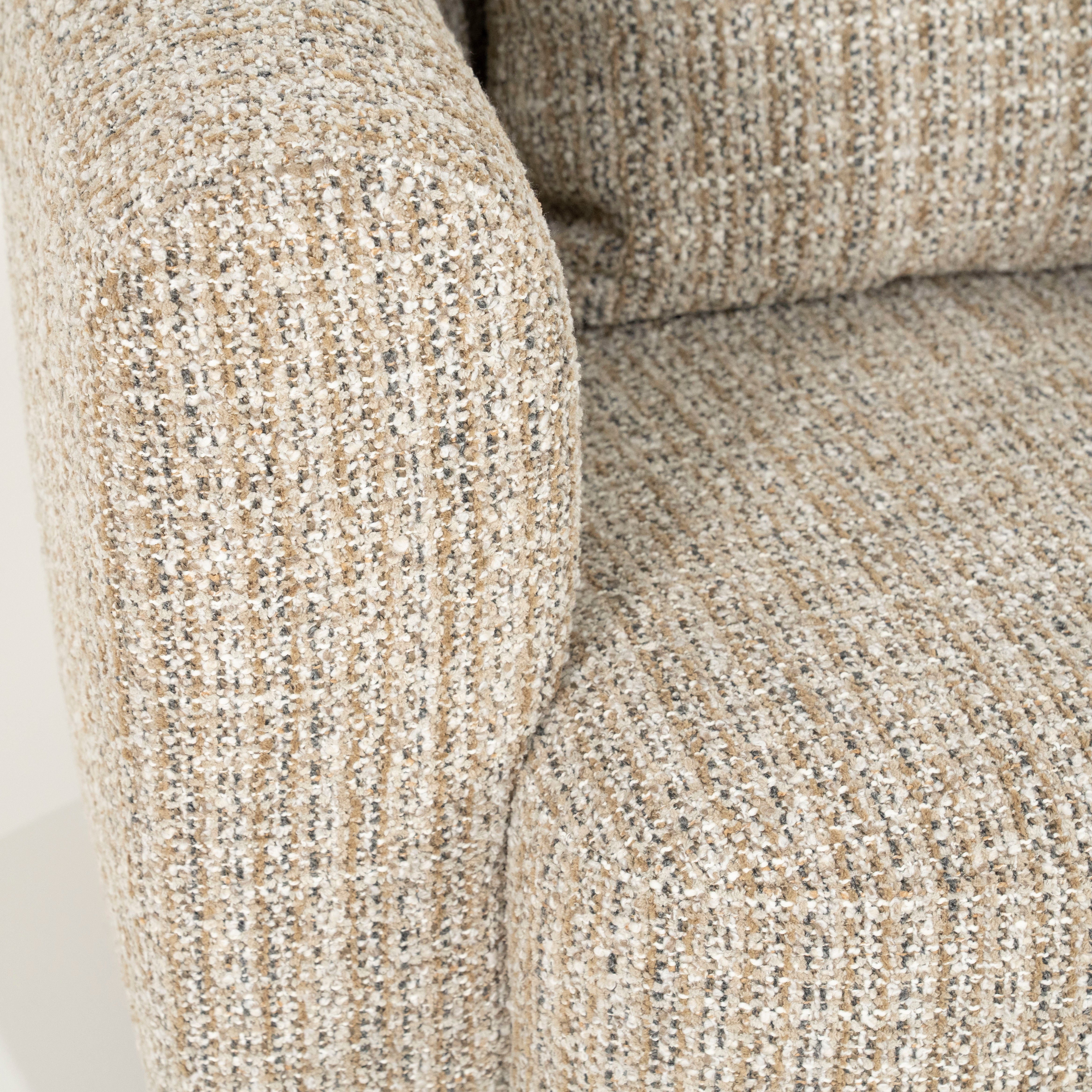 JORDAN beige swivel armchair with wooden base