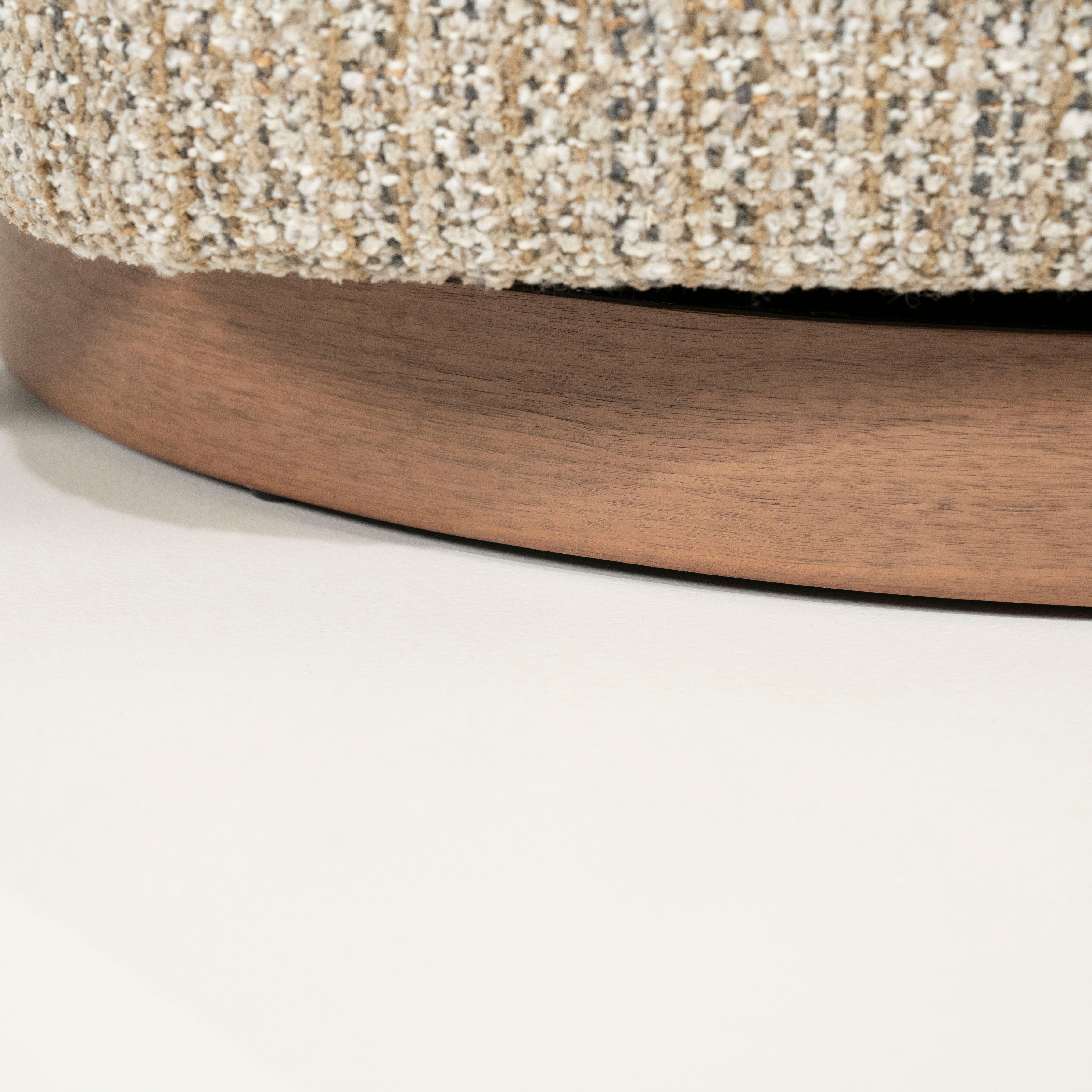 JORDAN beige swivel armchair with wooden base