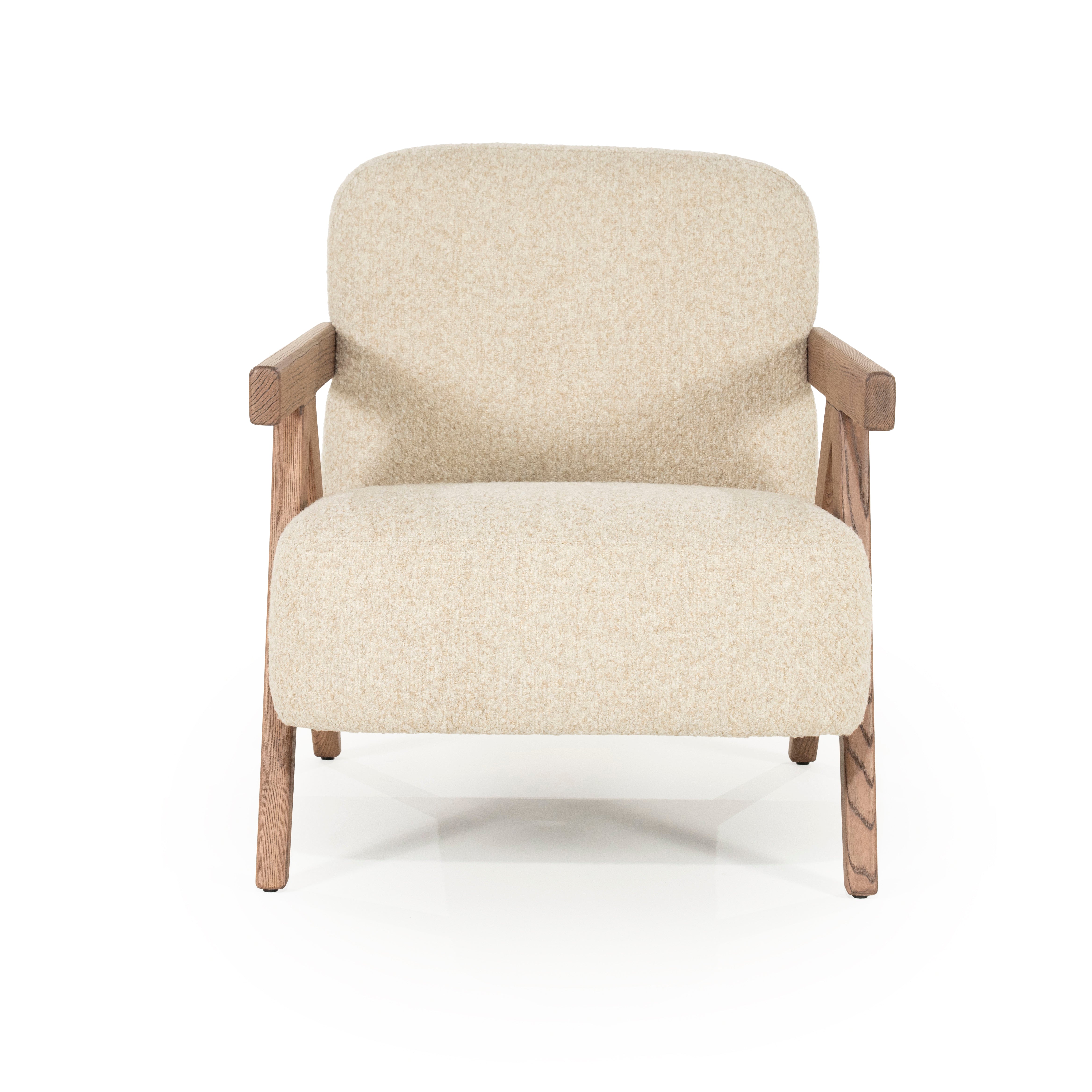 Sessel FRANCIS beige mit Holzgestell