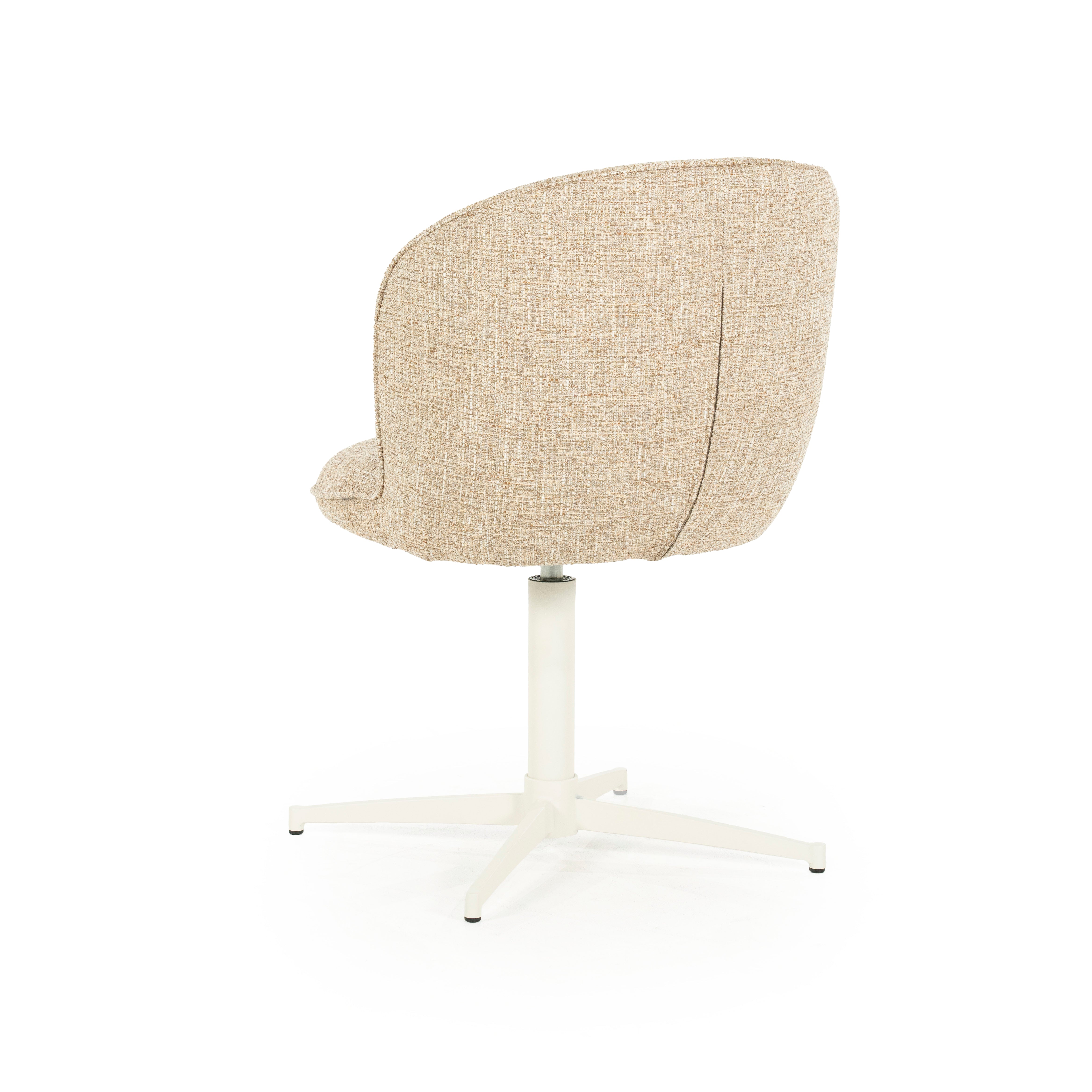 MOLLY Beige Swivel Chair with Cream Base