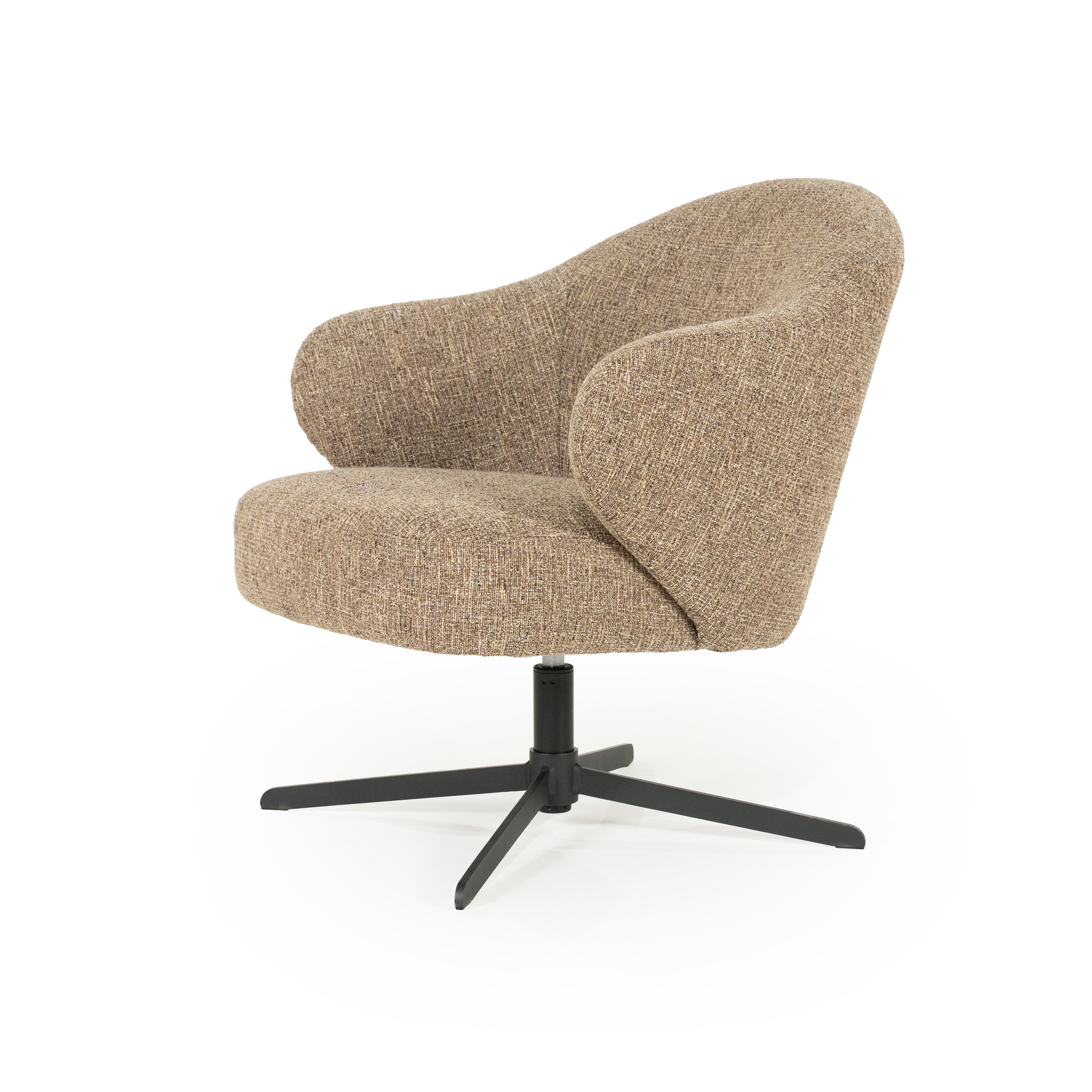 CONNOR brown swivel armchair with black base