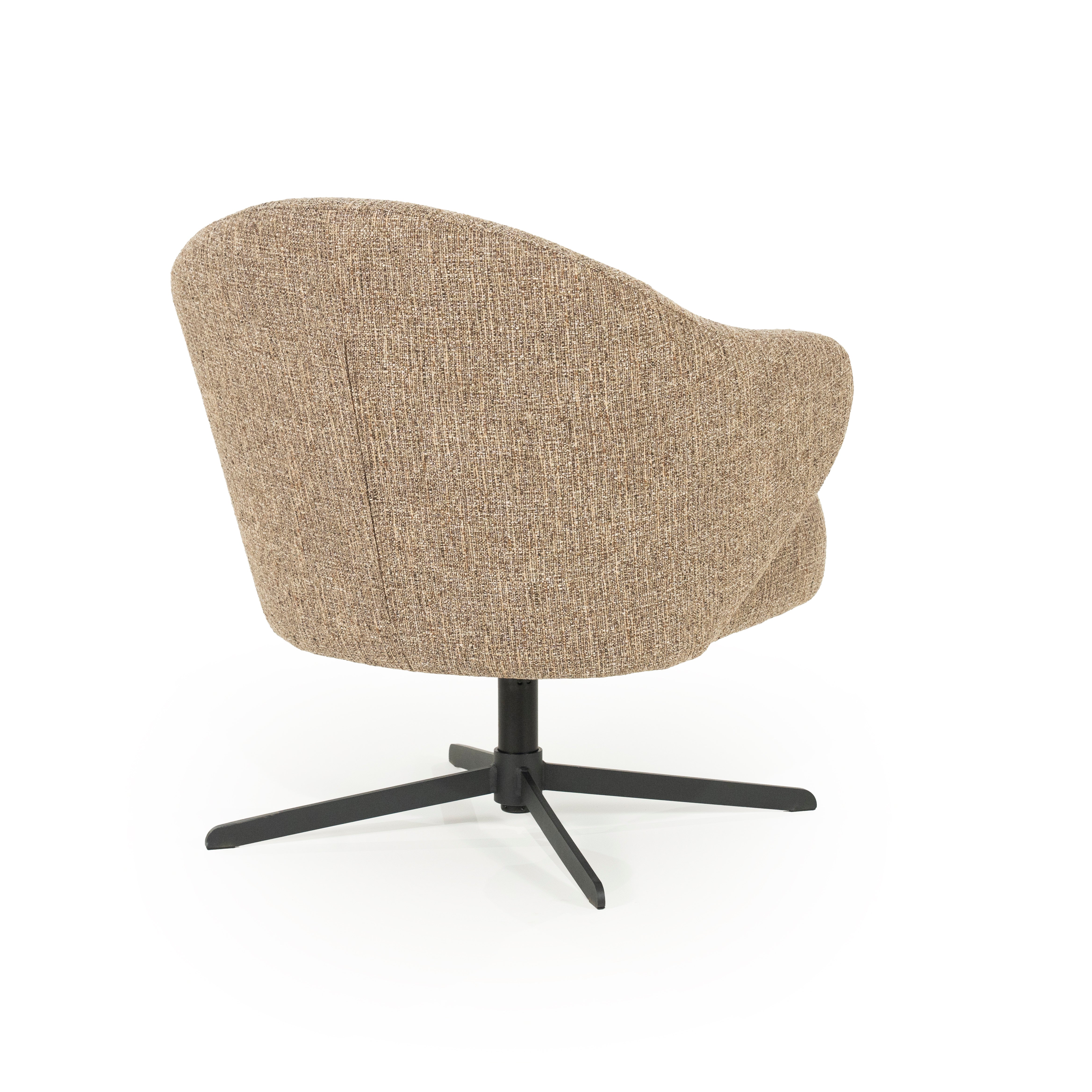CONNOR brown swivel armchair with black base