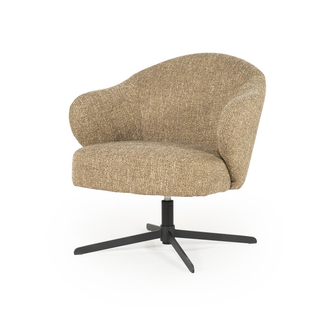 CONNOR swivel armchair mustard brown with black base