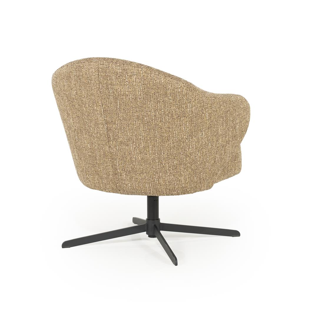 CONNOR swivel armchair mustard brown with black base
