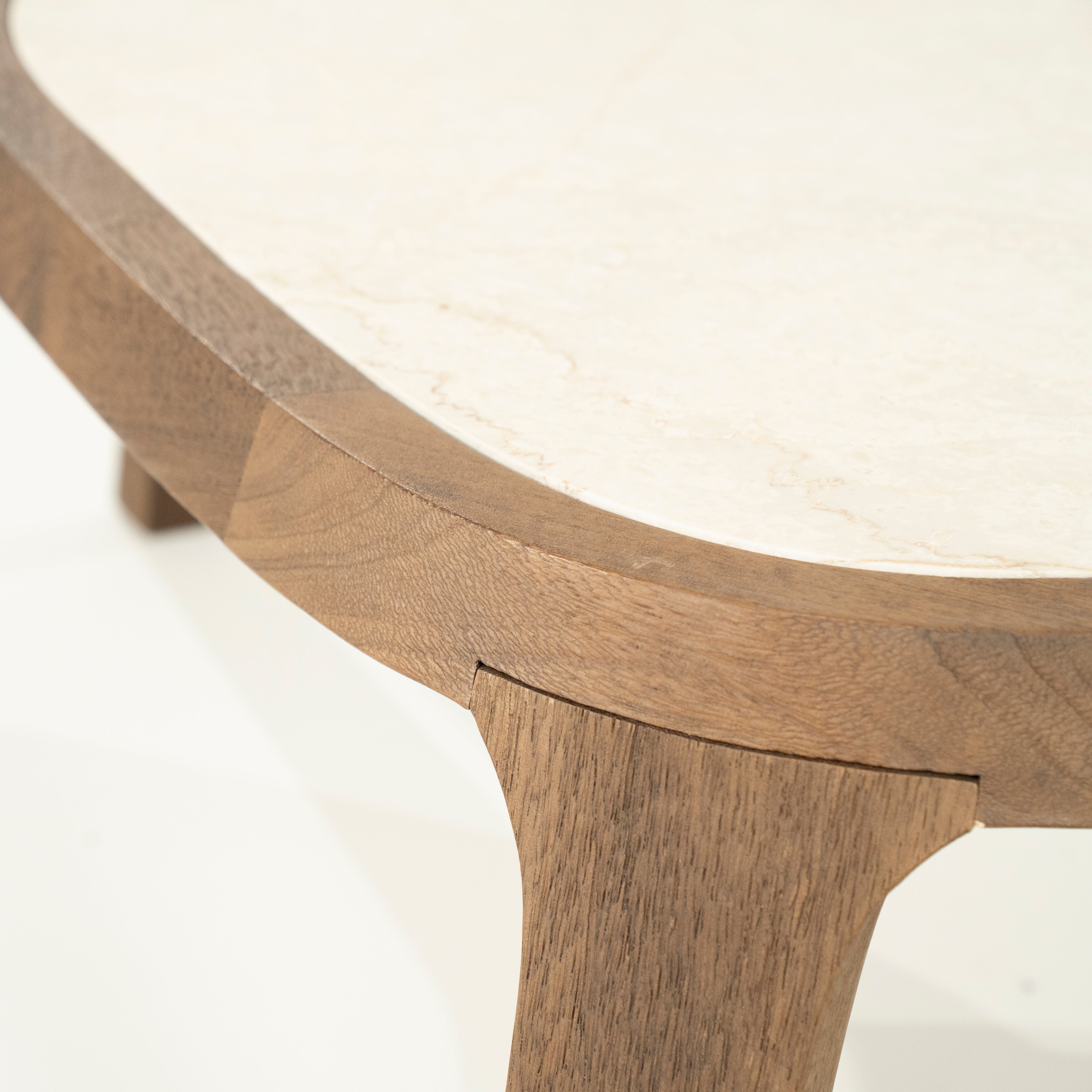 FRED Coffee Table Cream Marble with Wooden Base