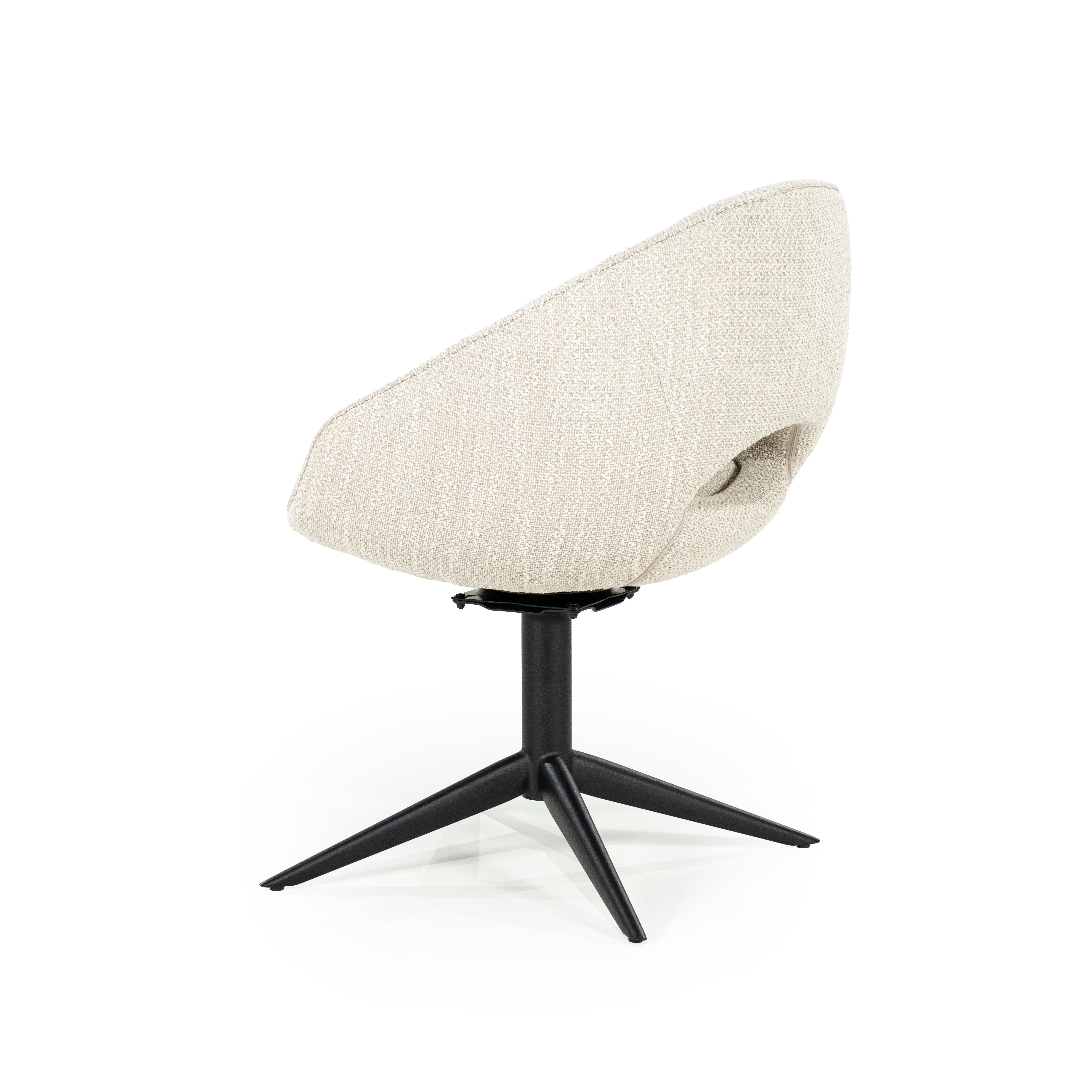 NOL Beige Swivel Chair with Black Base