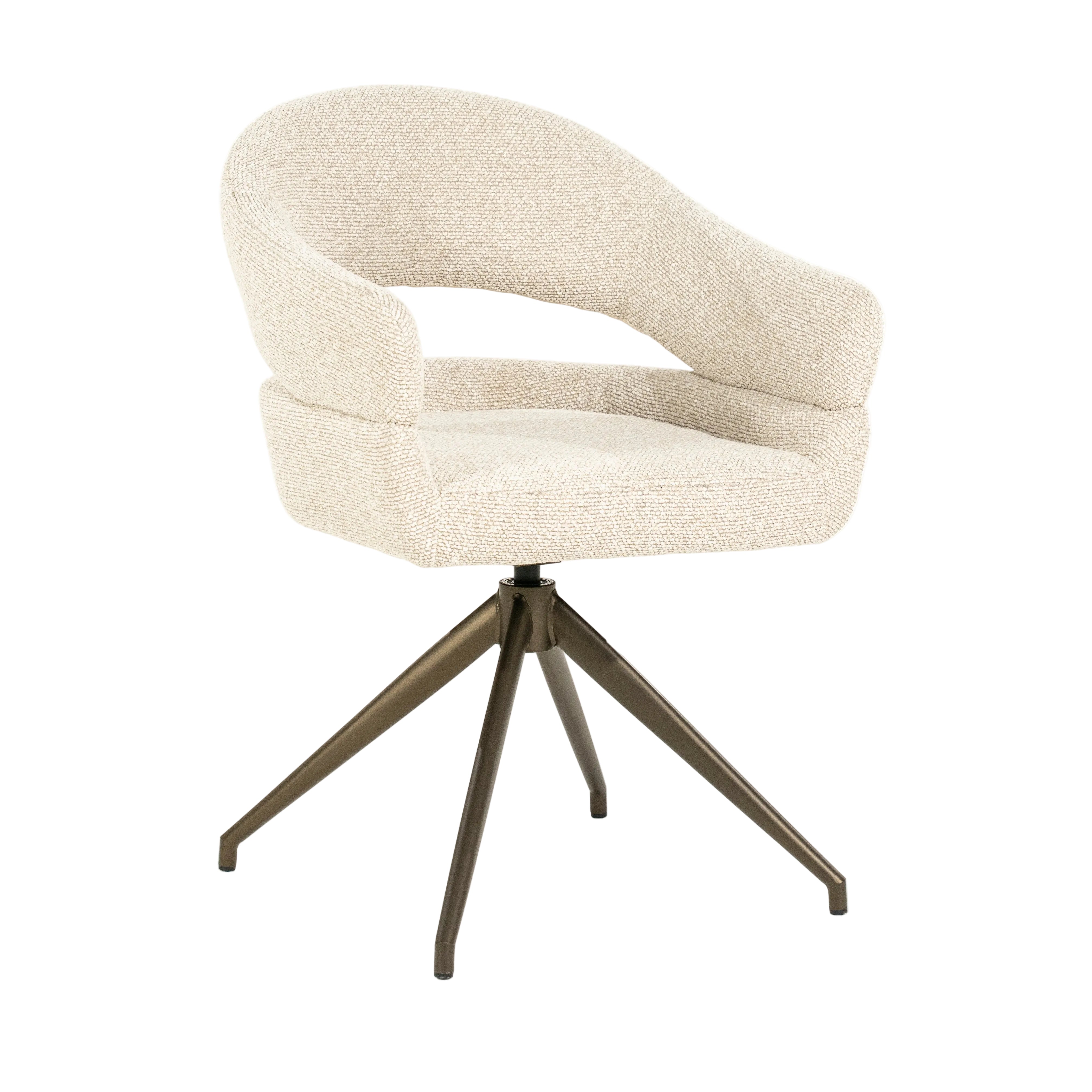 HAILEY beige swivel chair with dark brown base