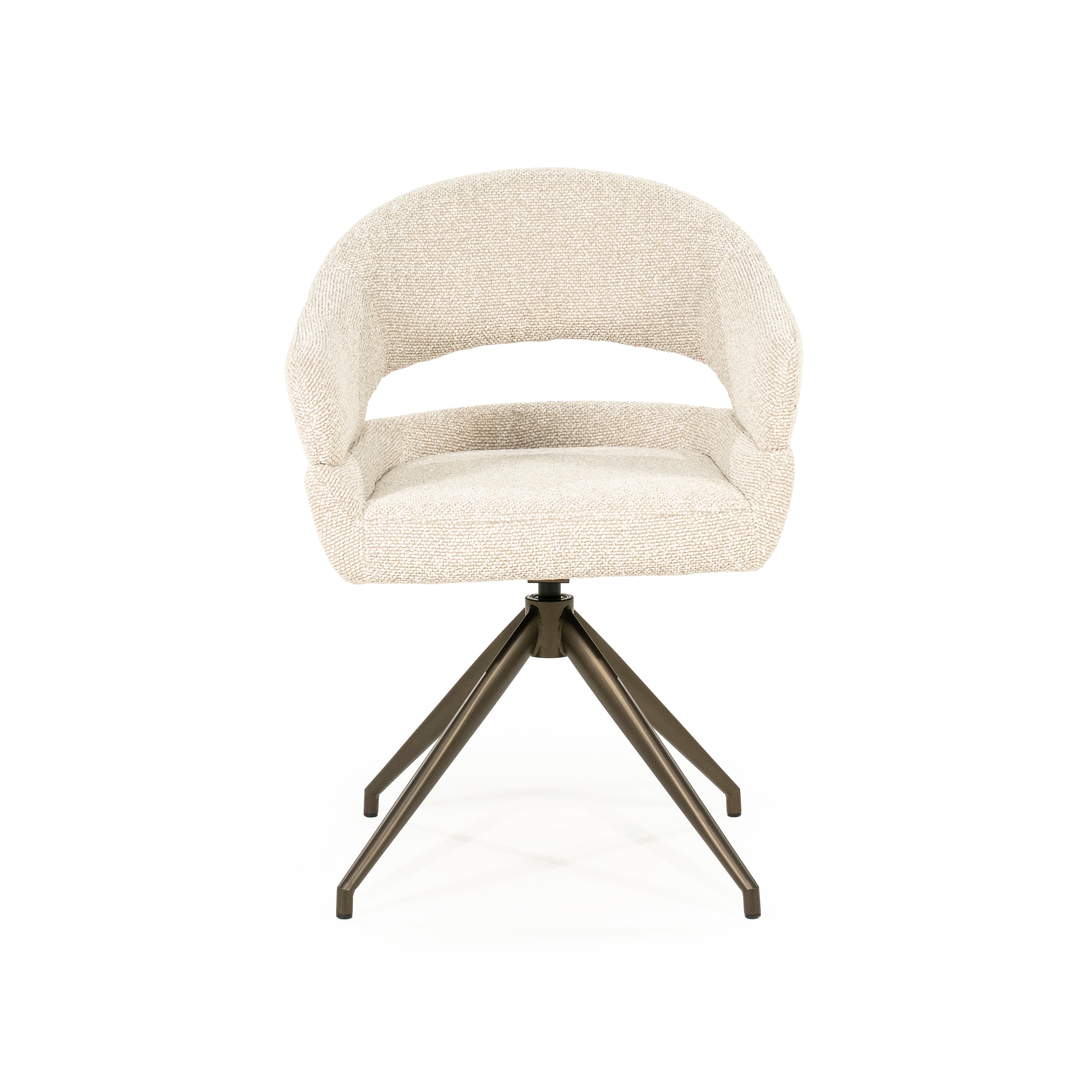 HAILEY beige swivel chair with dark brown base