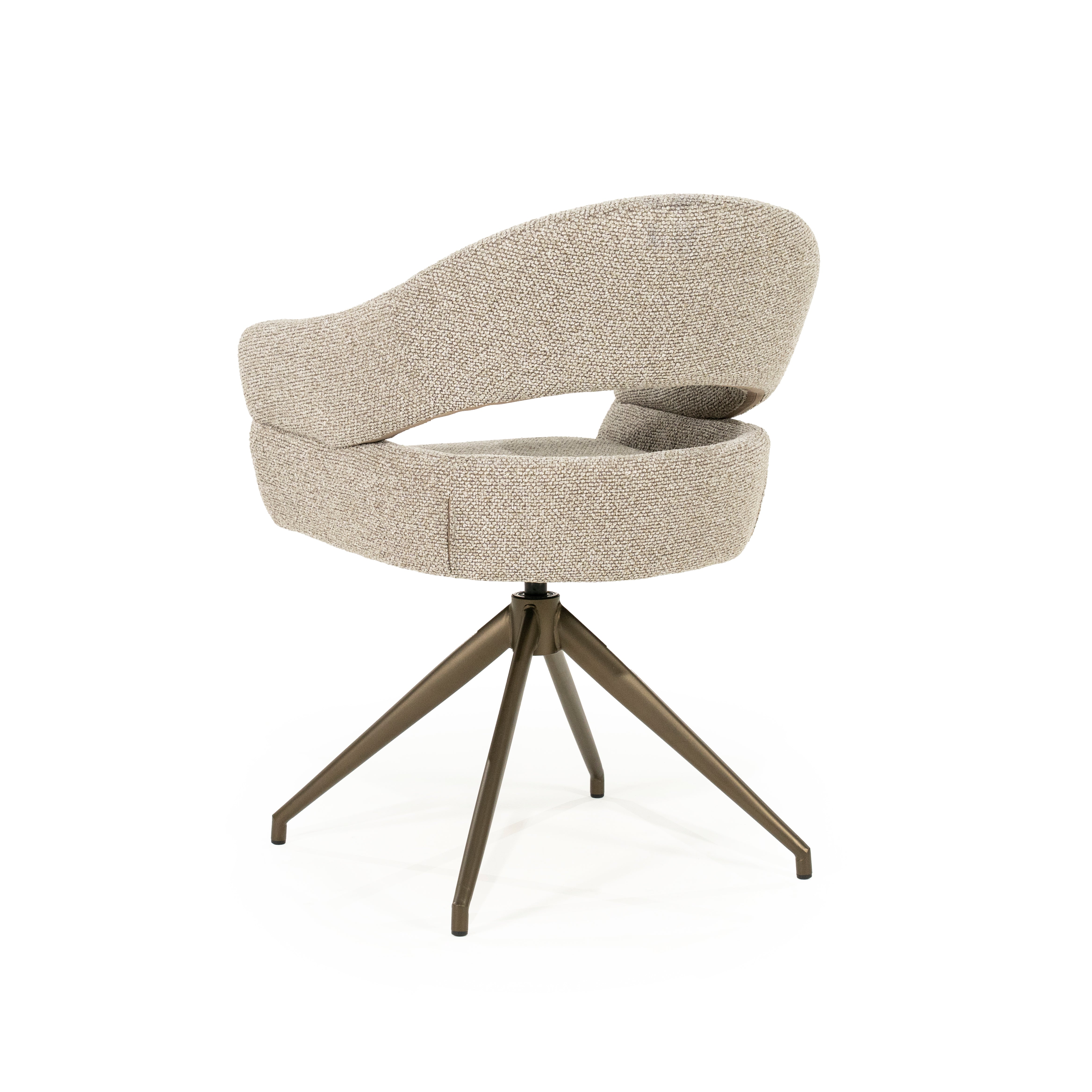 HAILEY taupe swivel chair with dark brown base