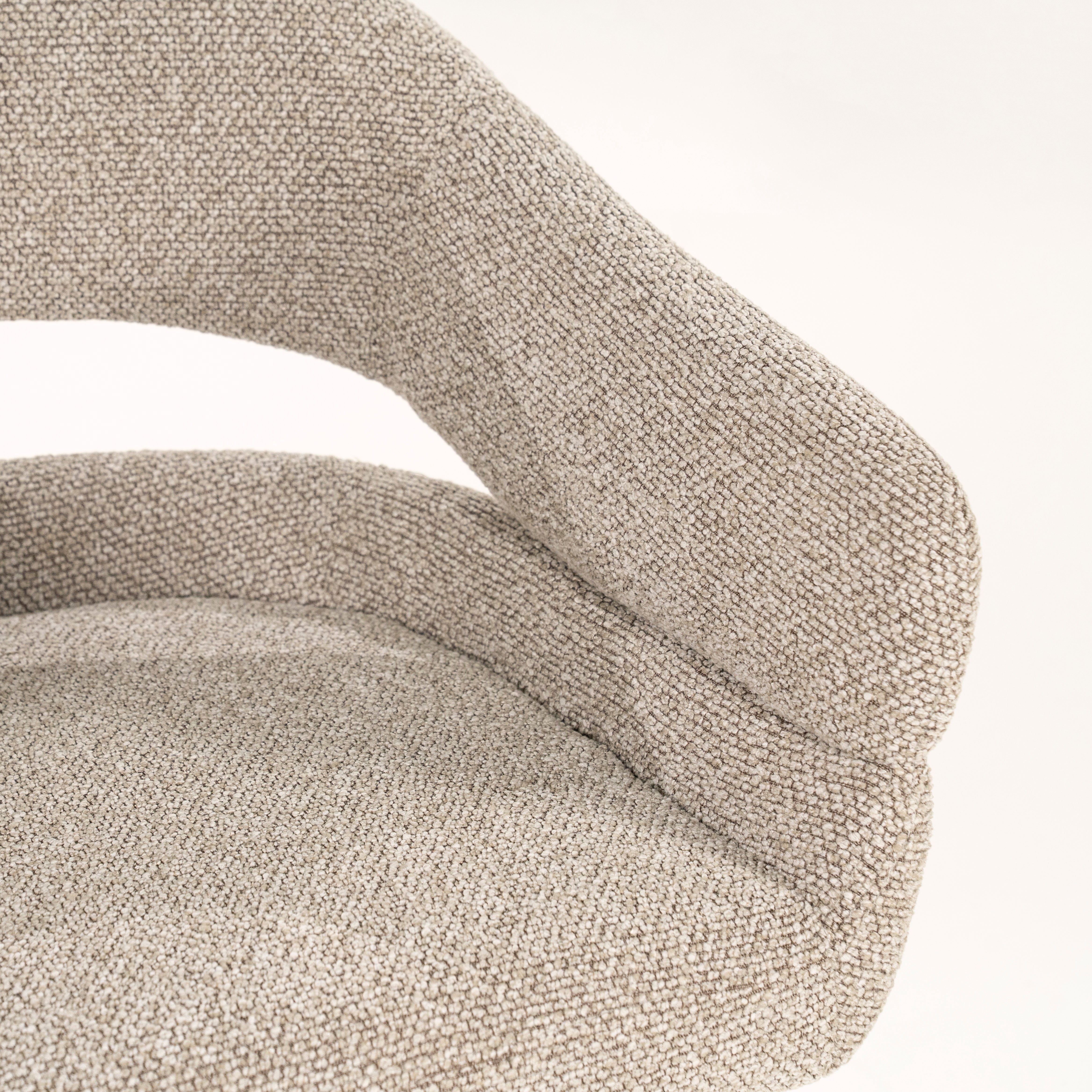 HAILEY taupe swivel chair with dark brown base