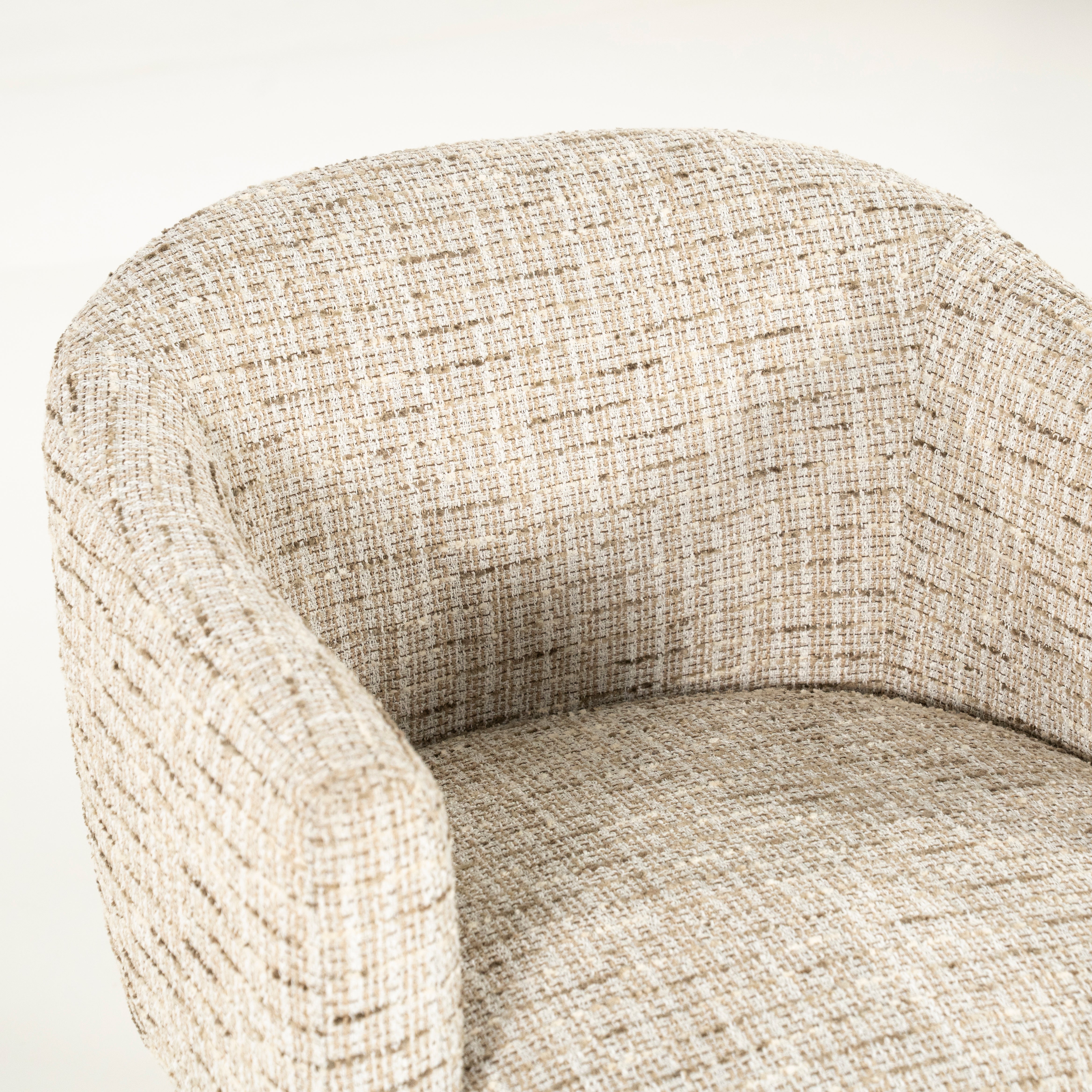 MICHA Armchair in Beige with Oak Base