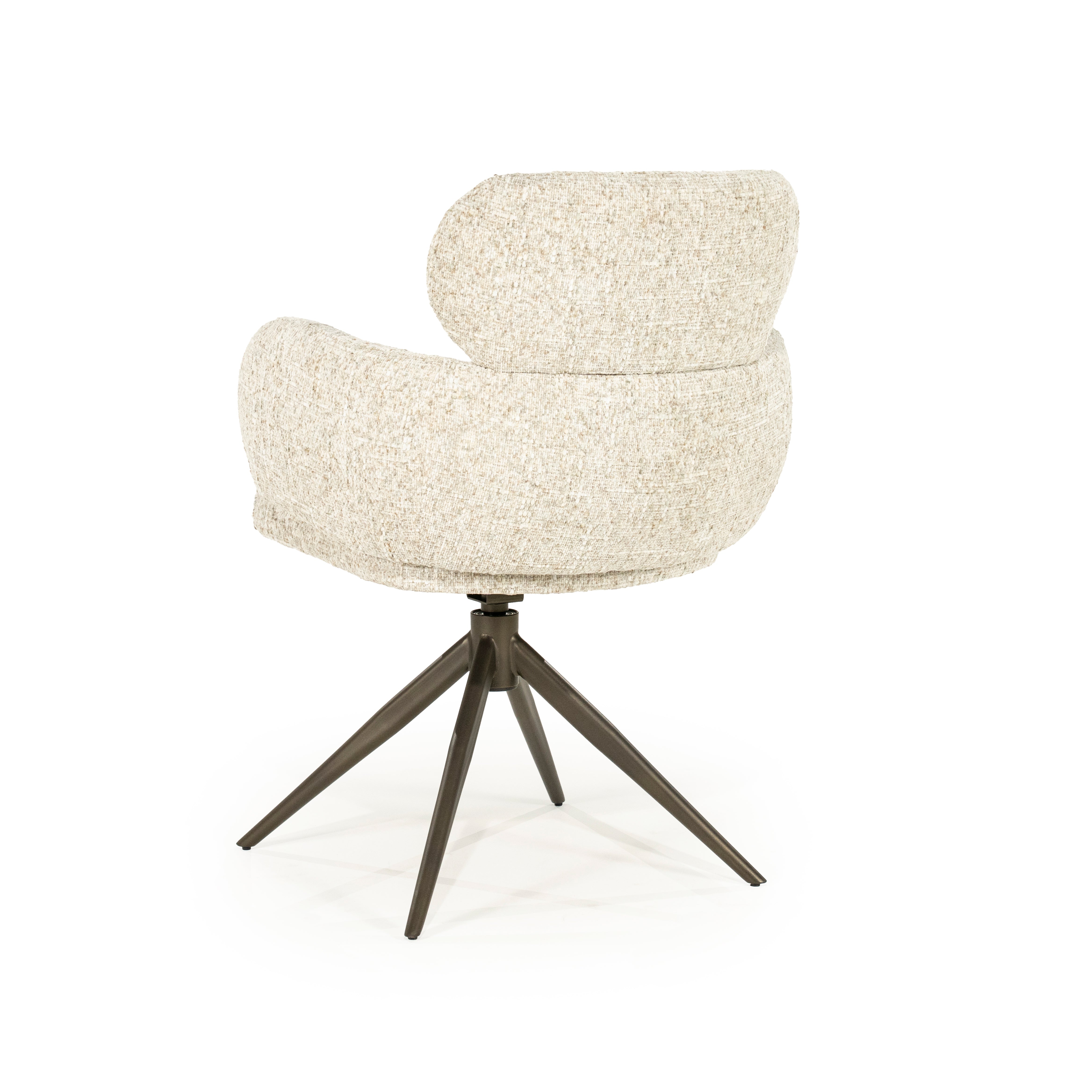 DARCIO swivel chair beige with dark brown base