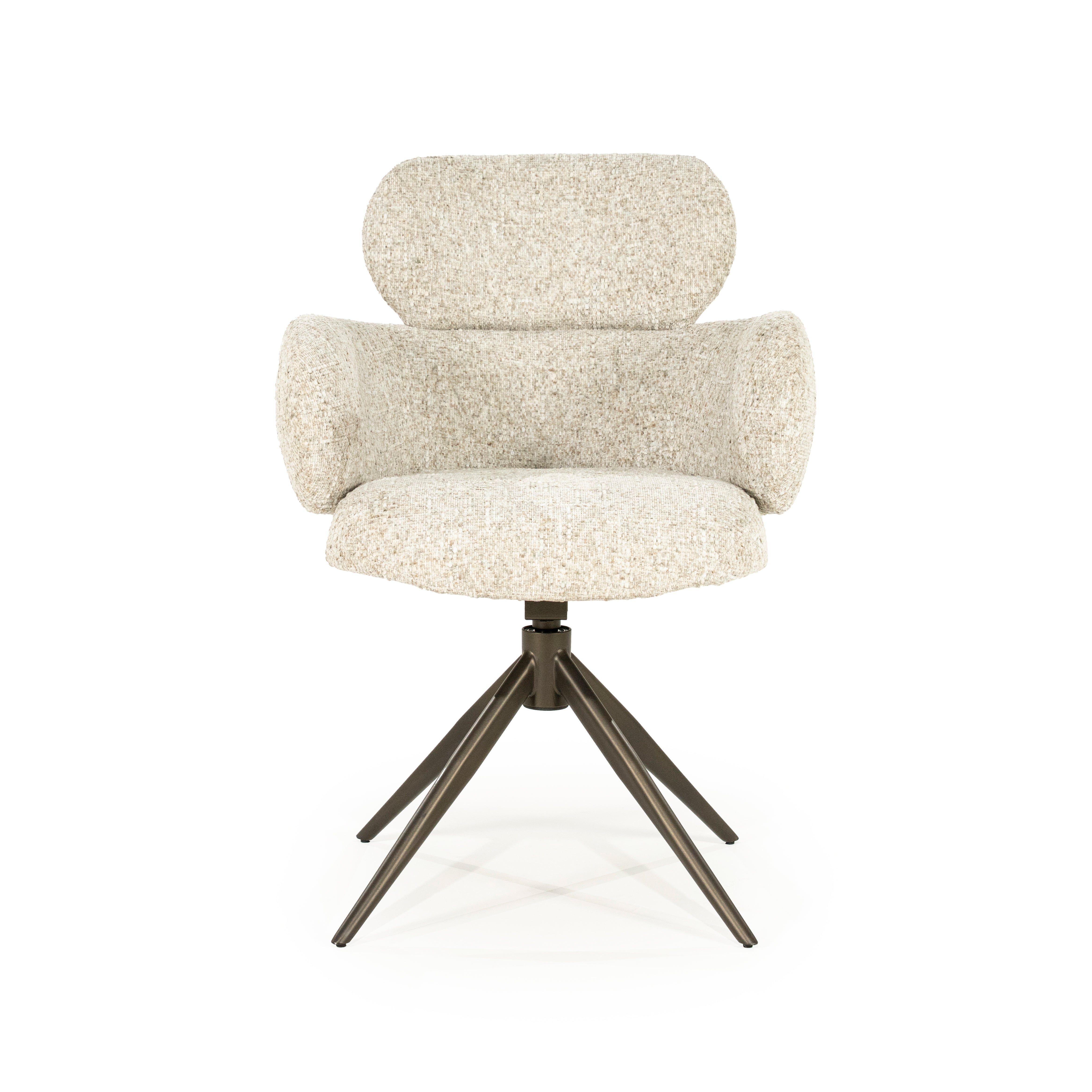 DARCIO swivel chair beige with dark brown base